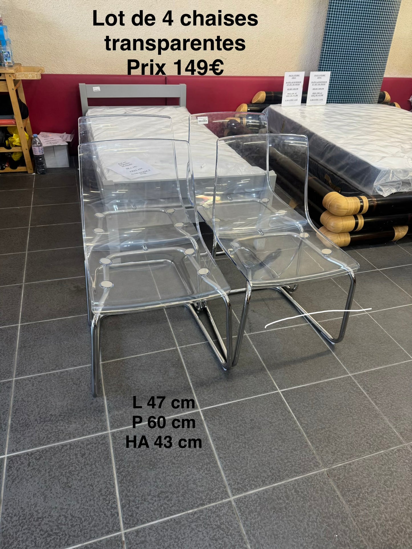 Lot de 4 chaises transparentes 074773