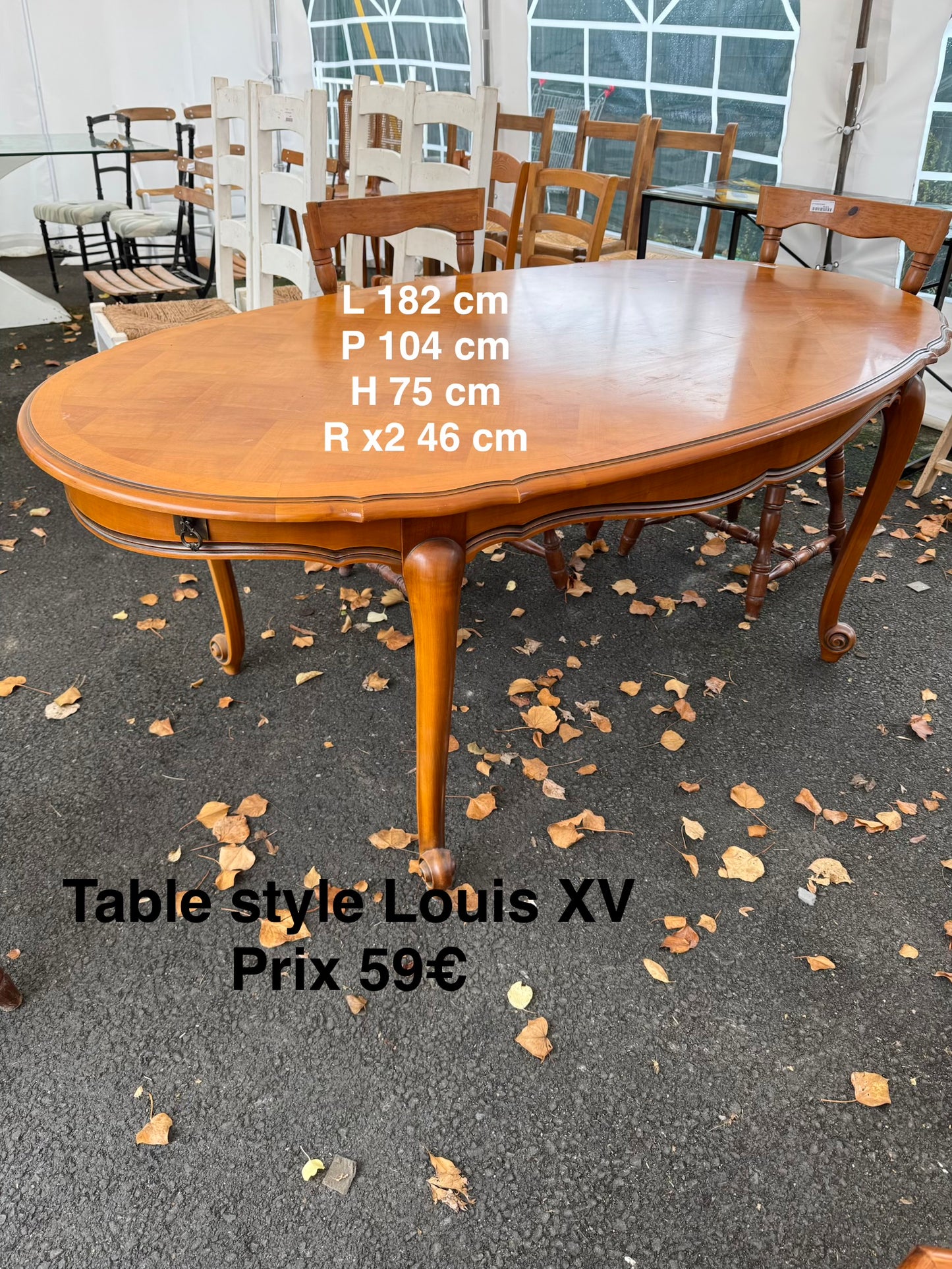 Table style Louis XV + rallonges 050900