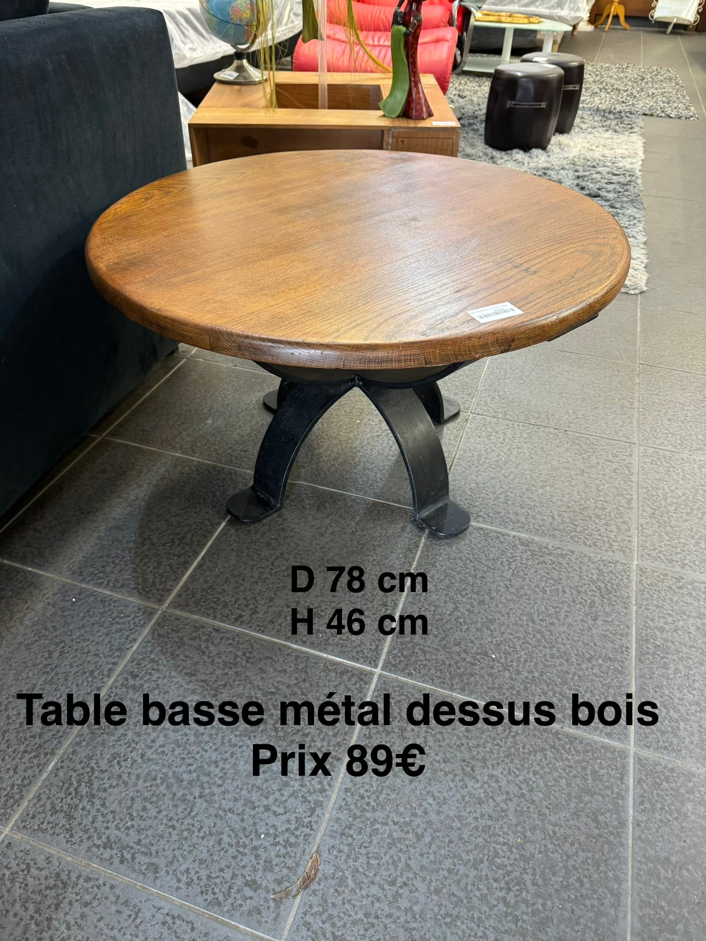 Table basse métal dessus bois 062625