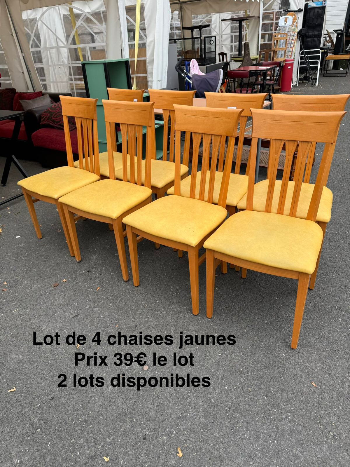 Lot de 4 chaises jaunes 068883