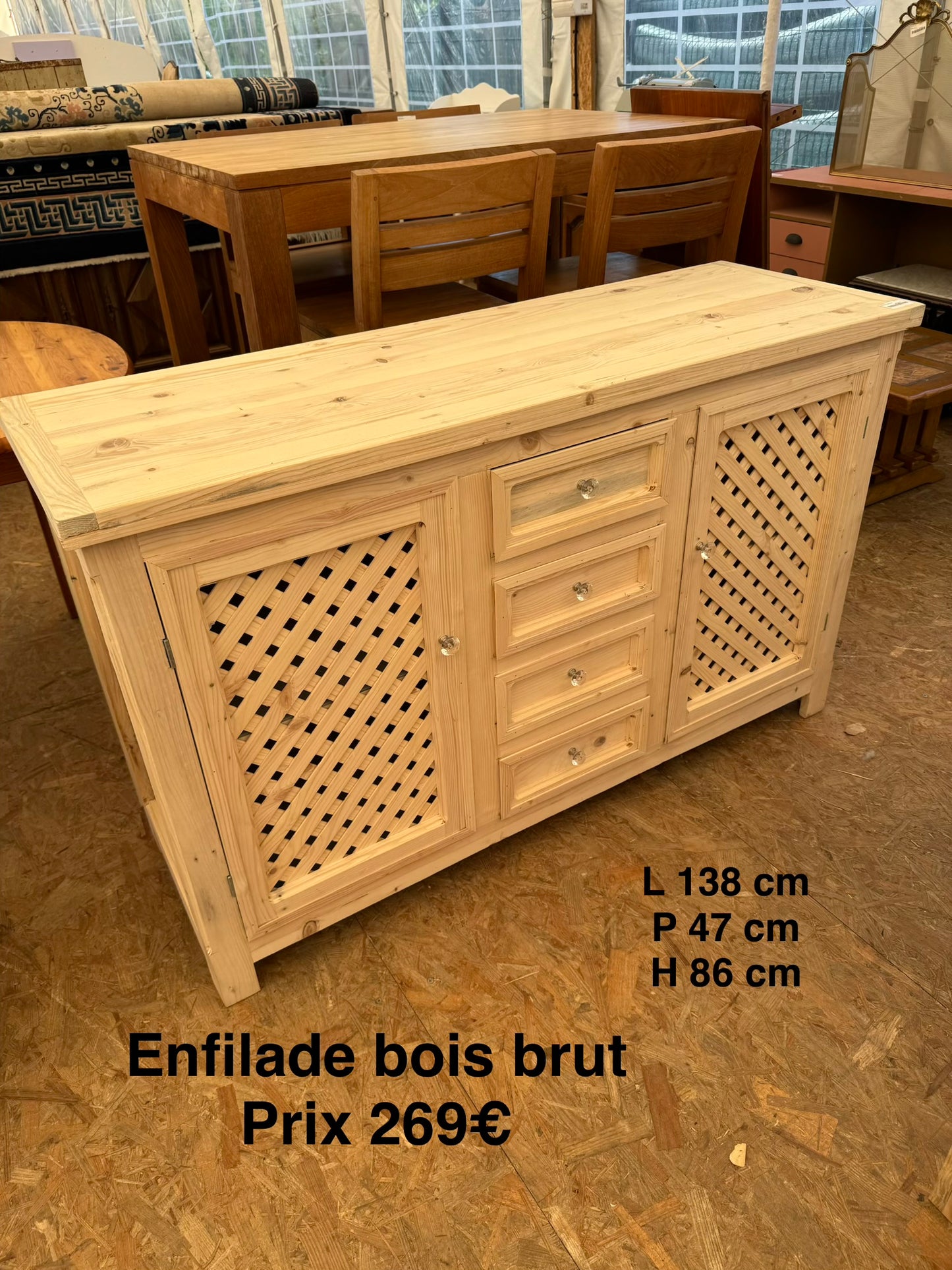 Enfilade bois brut 060754