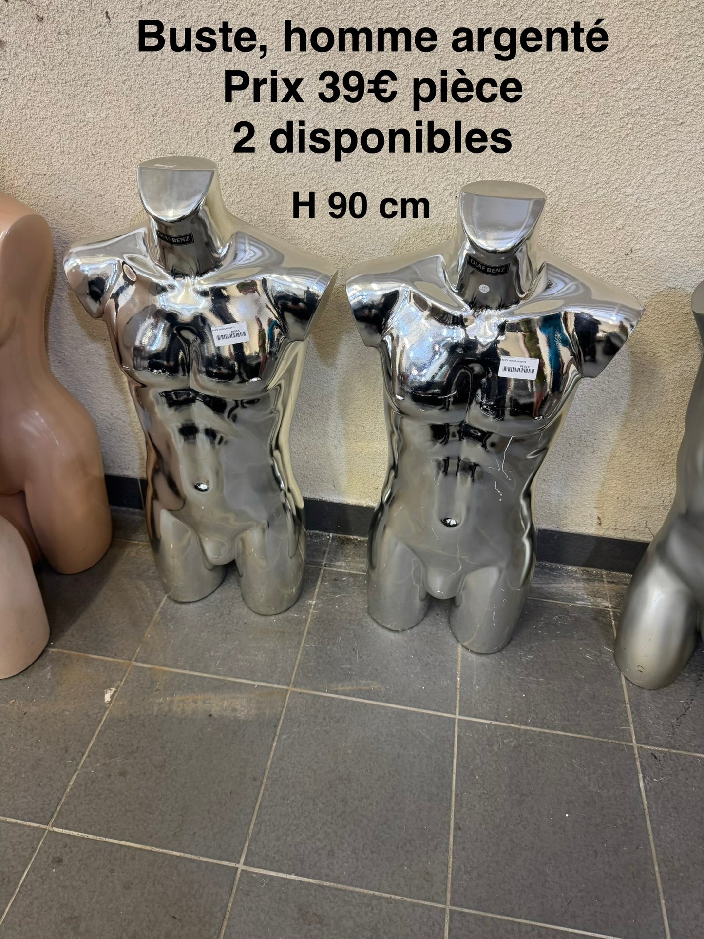 Buste homme argenté 062245