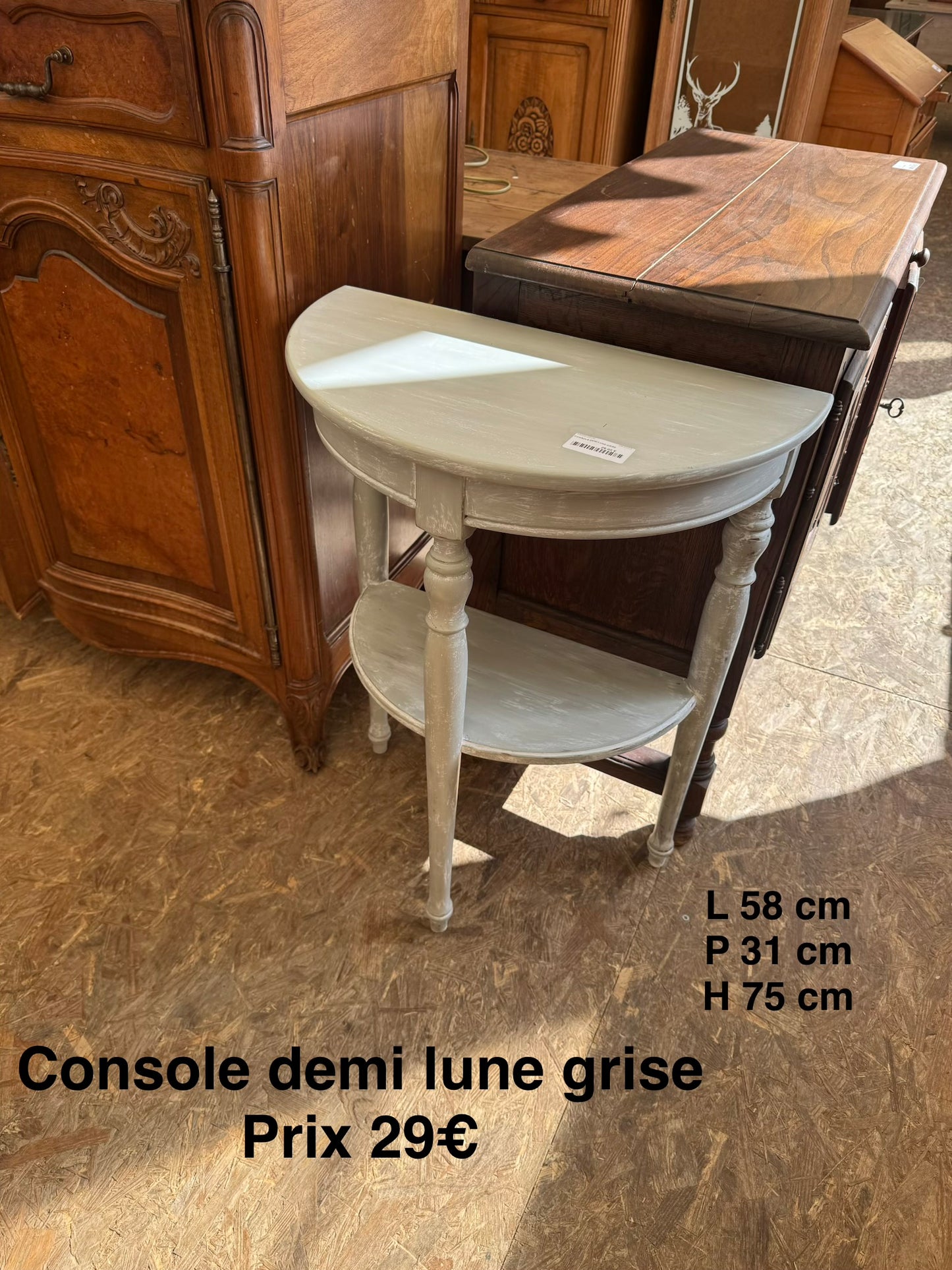 Console demi lune grise 063553