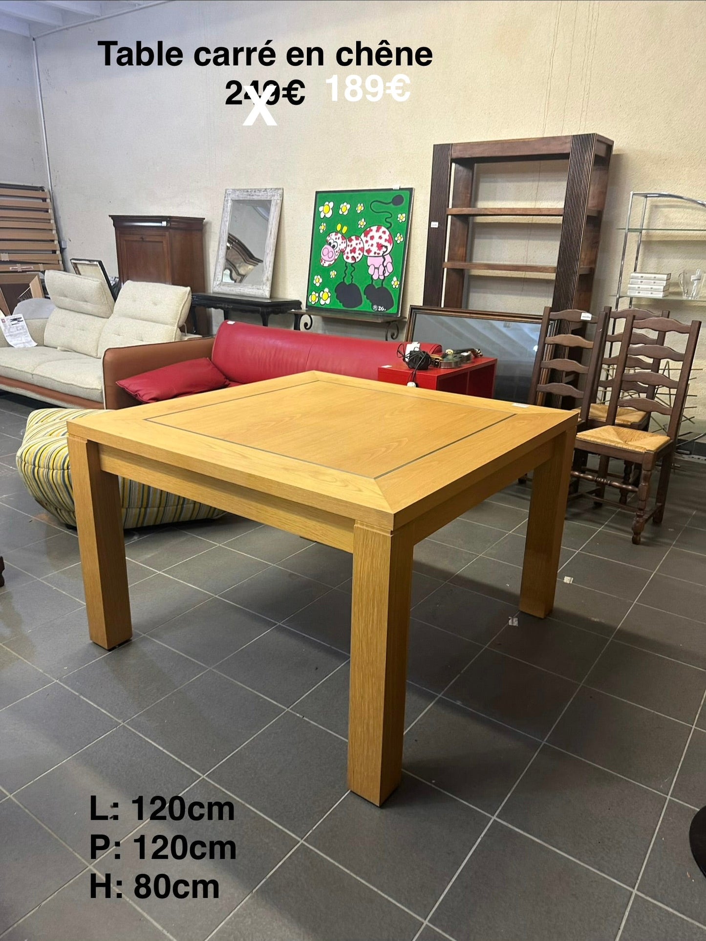 Table carré en chêne 064574