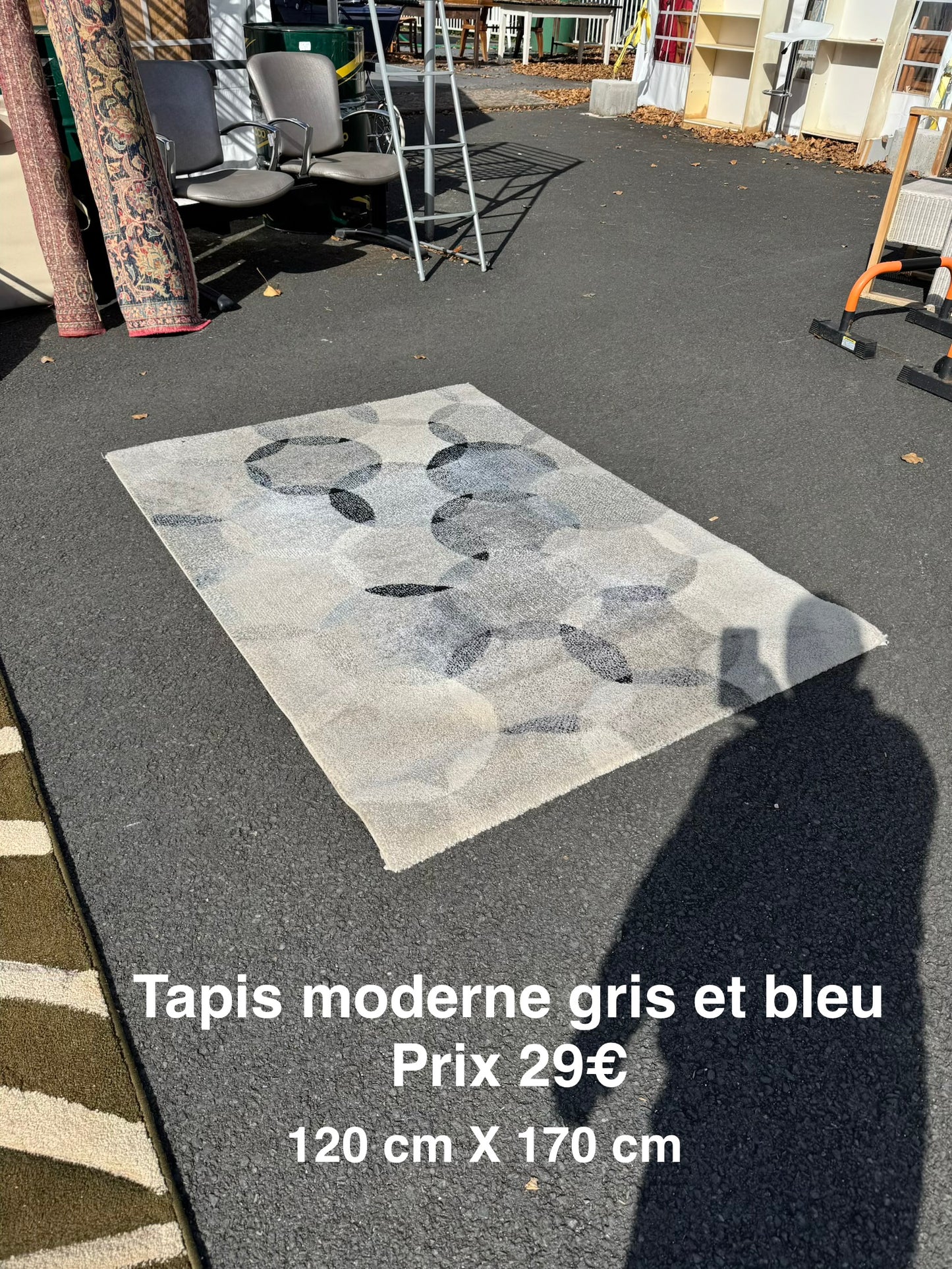 Tapis moderne gris et bleu 059810