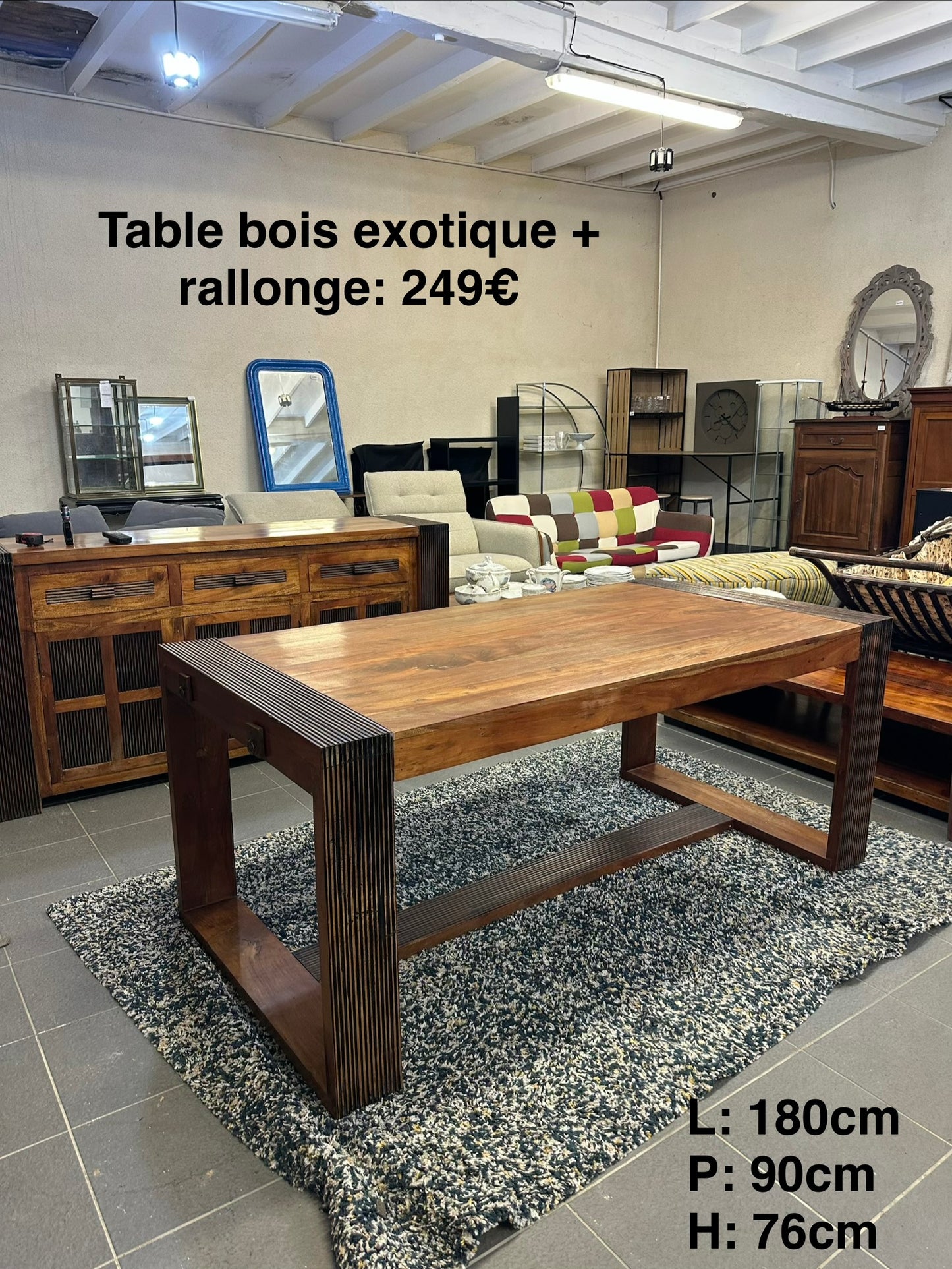 Table bois exotique + rallonge 063542
