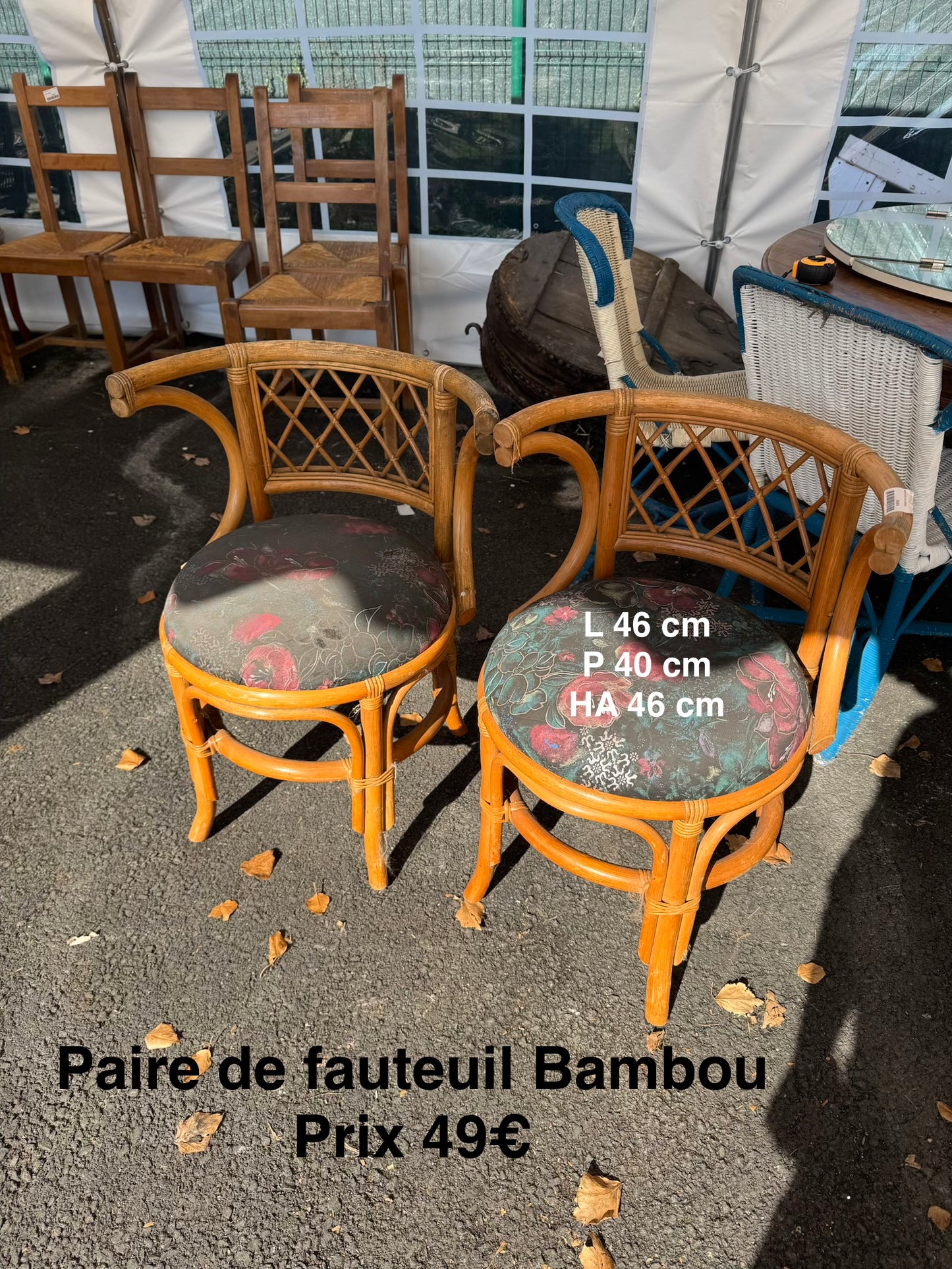 Paire de fauteuils Bambou 049397