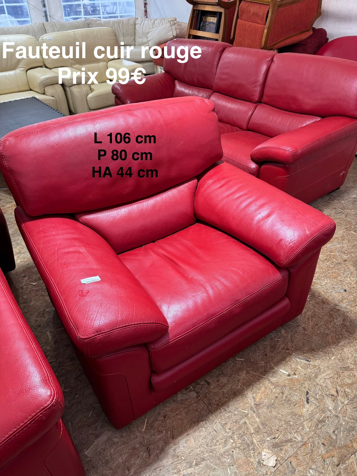 Fauteuil cuir rouge 053065