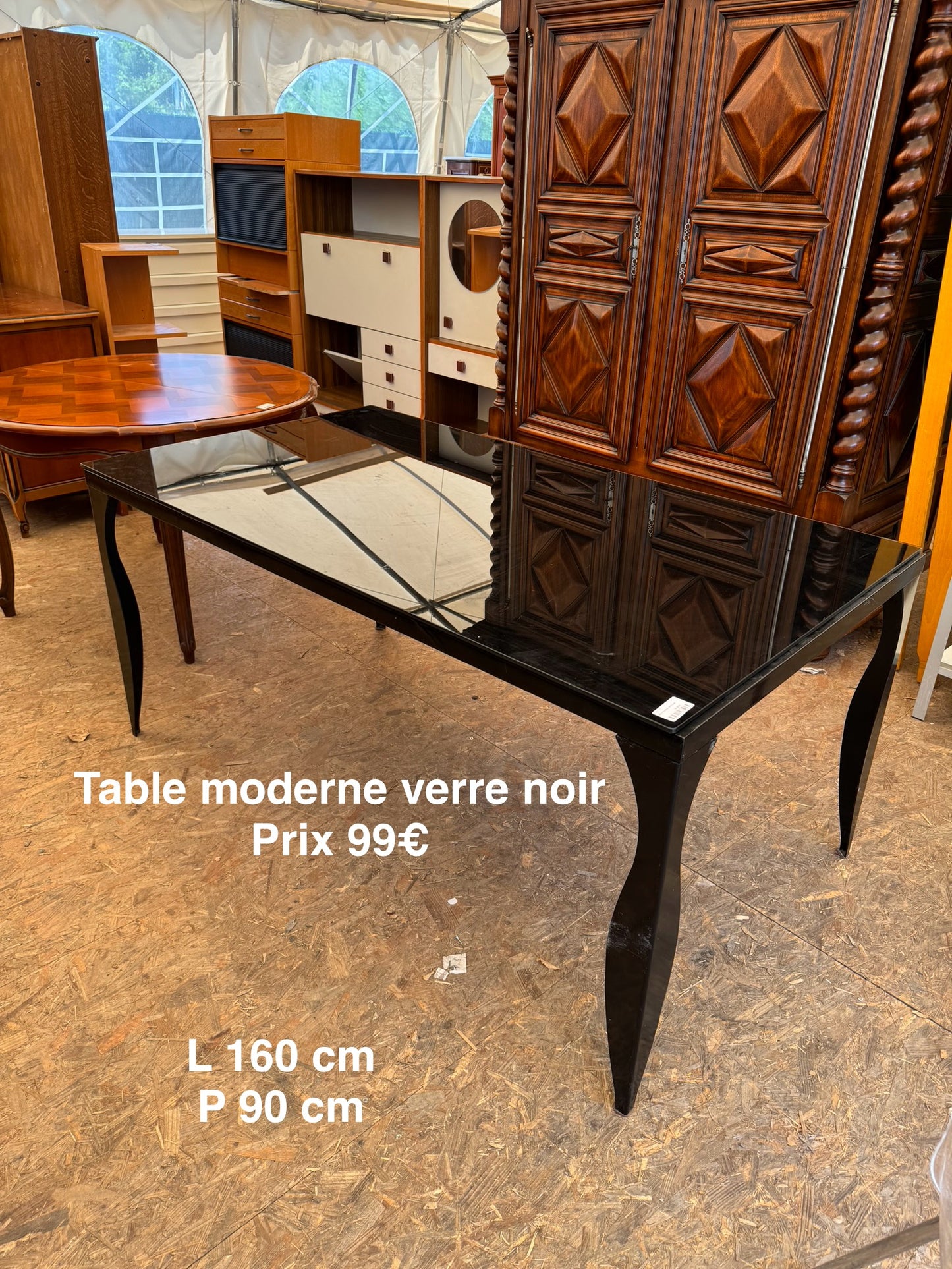Table moderne verre noir 046375