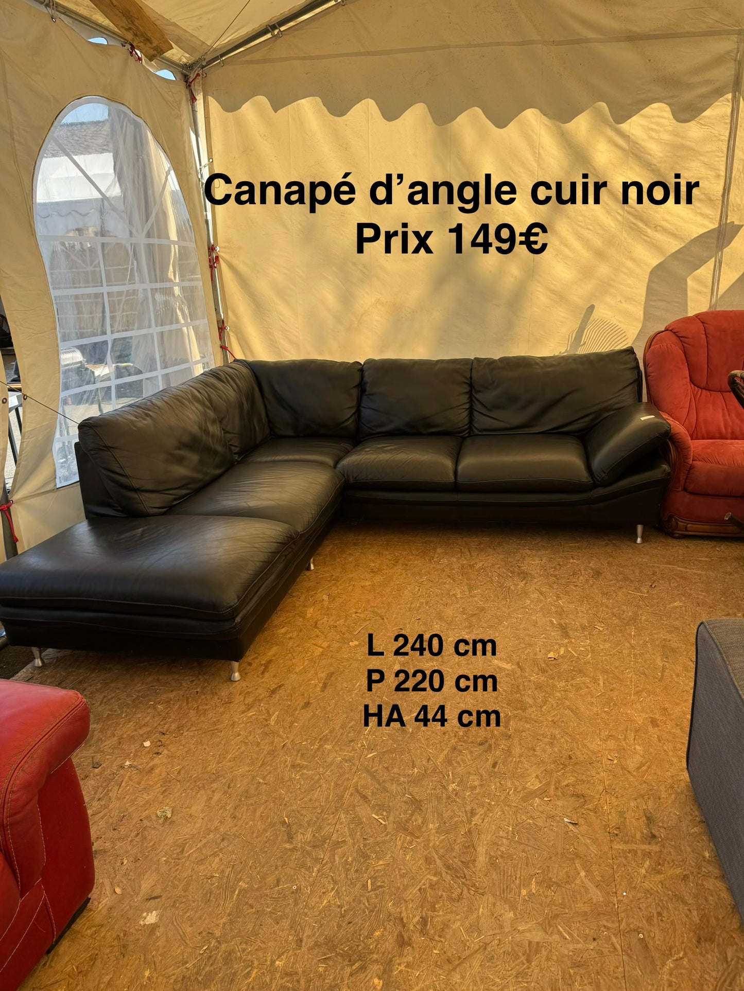 Canapé d’angle cuir noir 064489