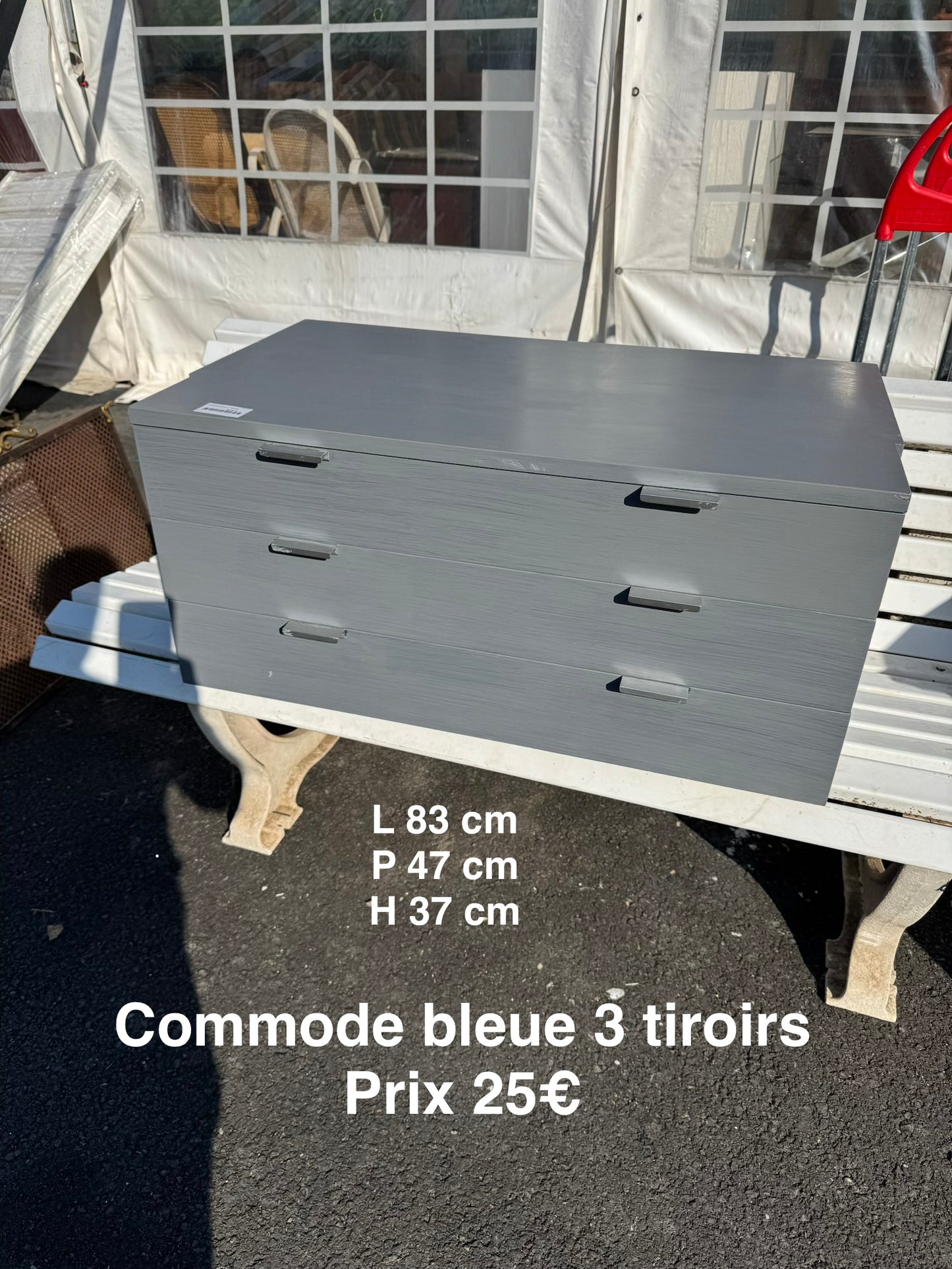 Commode bleue 3 tiroirs
