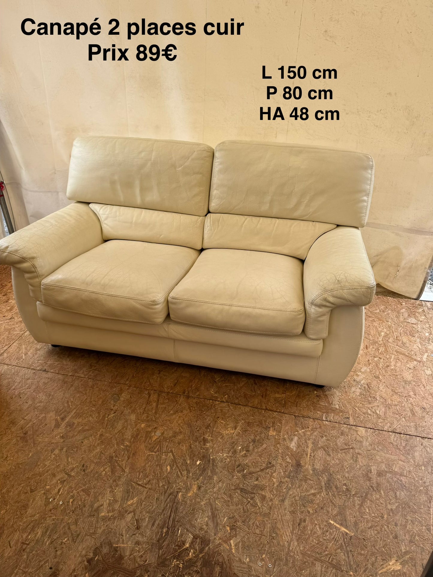Canapé 2 places cuir 065656