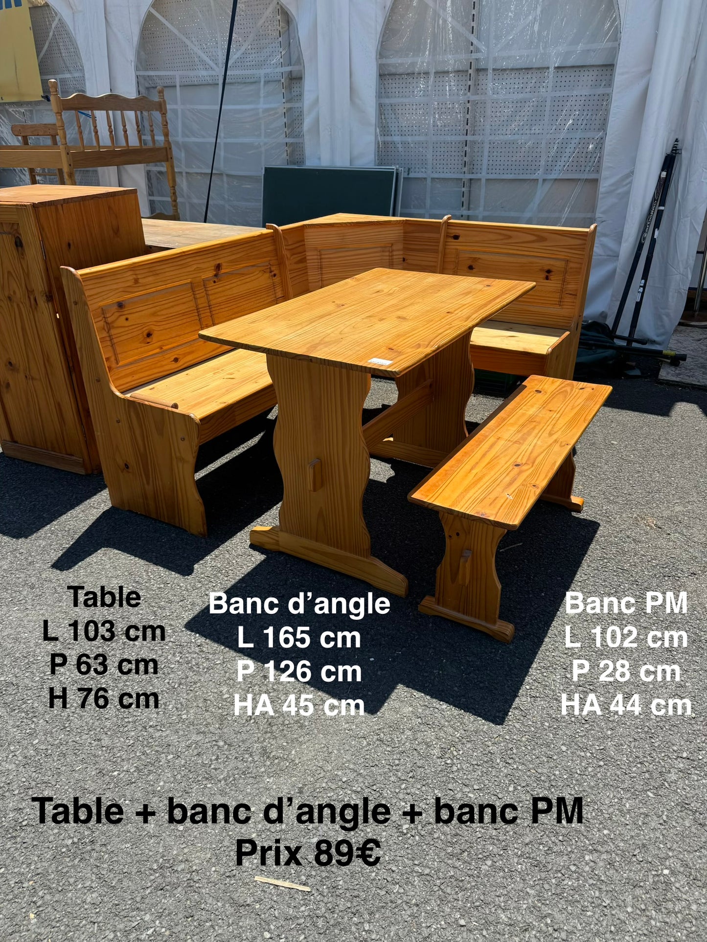 Table + banc d’angle + banc PM 064388
