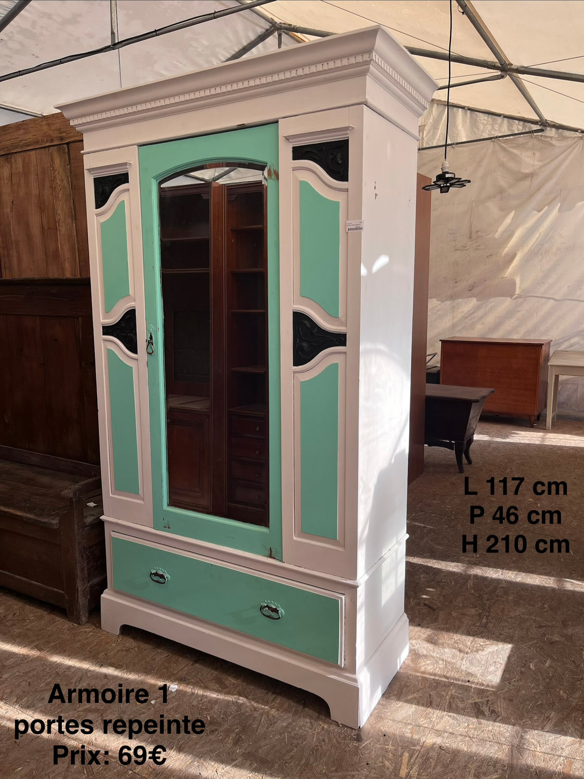 Armoire 1 porte repeinte 068650