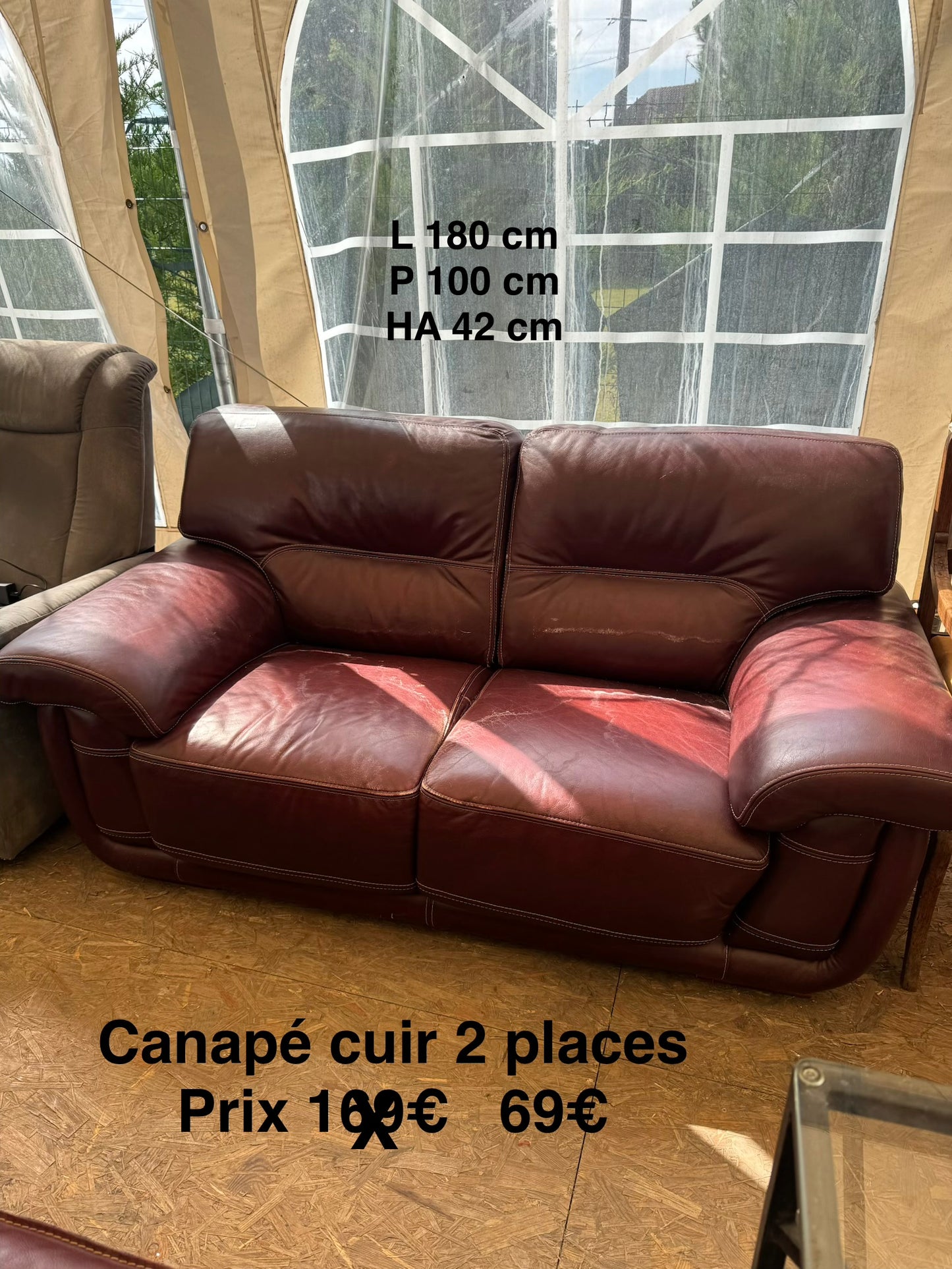 Canapé cuir 2 places 056225