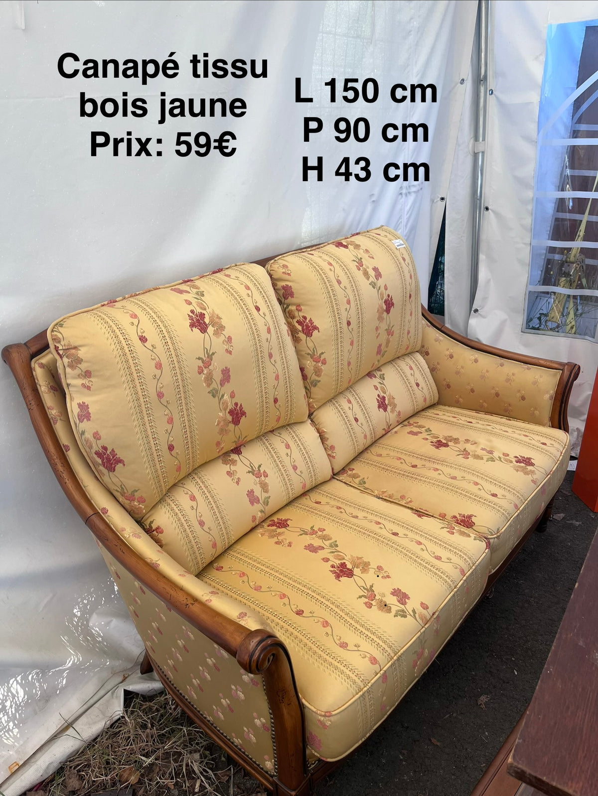 Canapé tissu bois jaune 068649