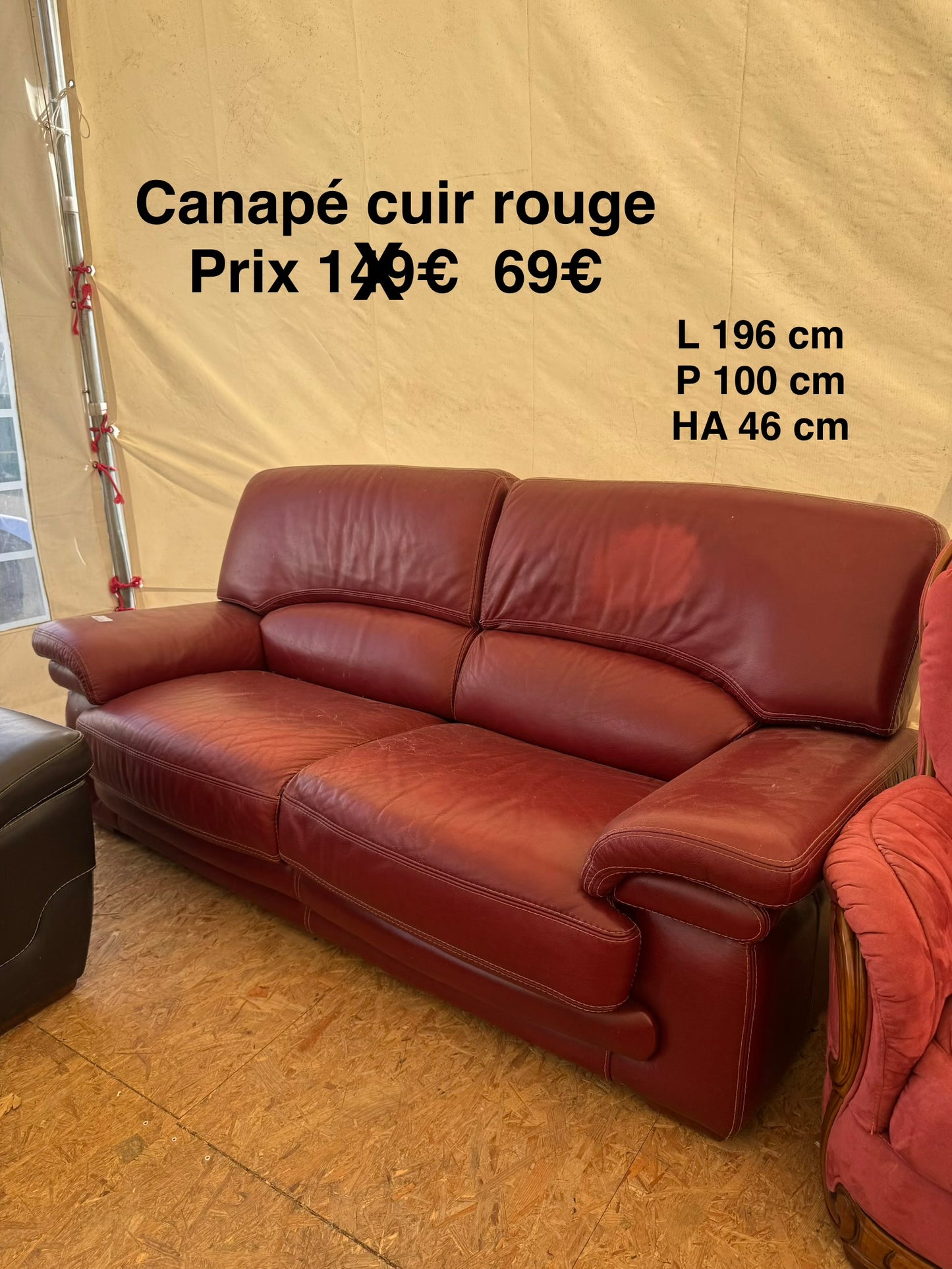 Canapé cuir rouge 053627