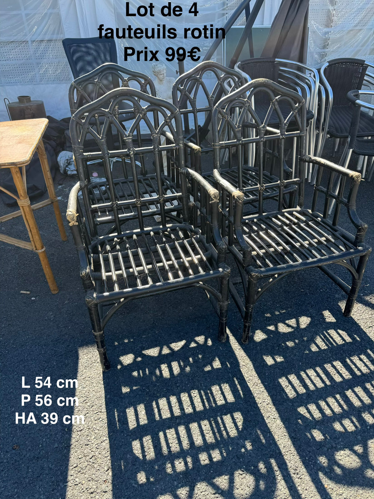 Lot de 4 chaises rotin 068603