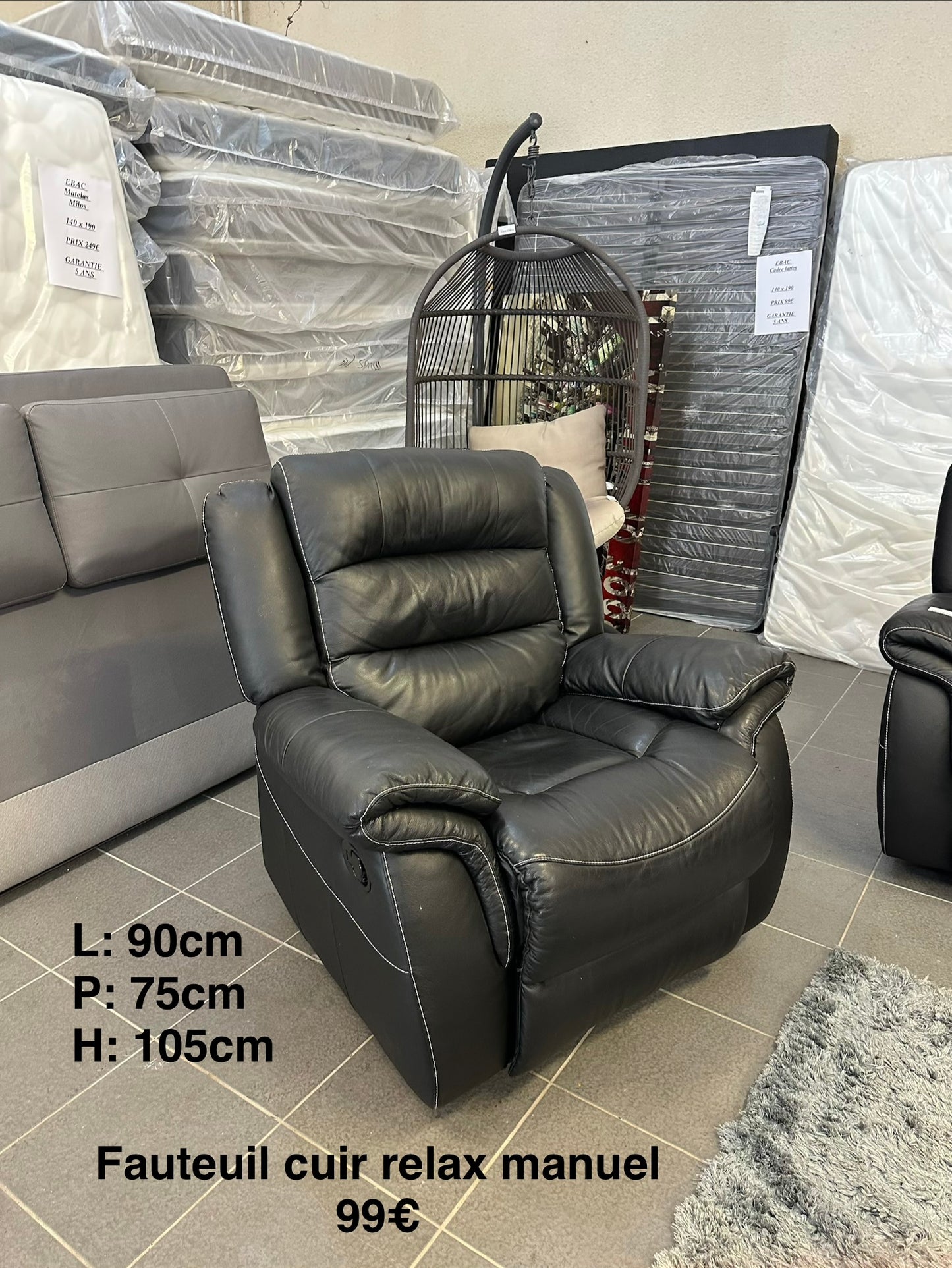 Fauteuil cuir relaxe manuel 064062