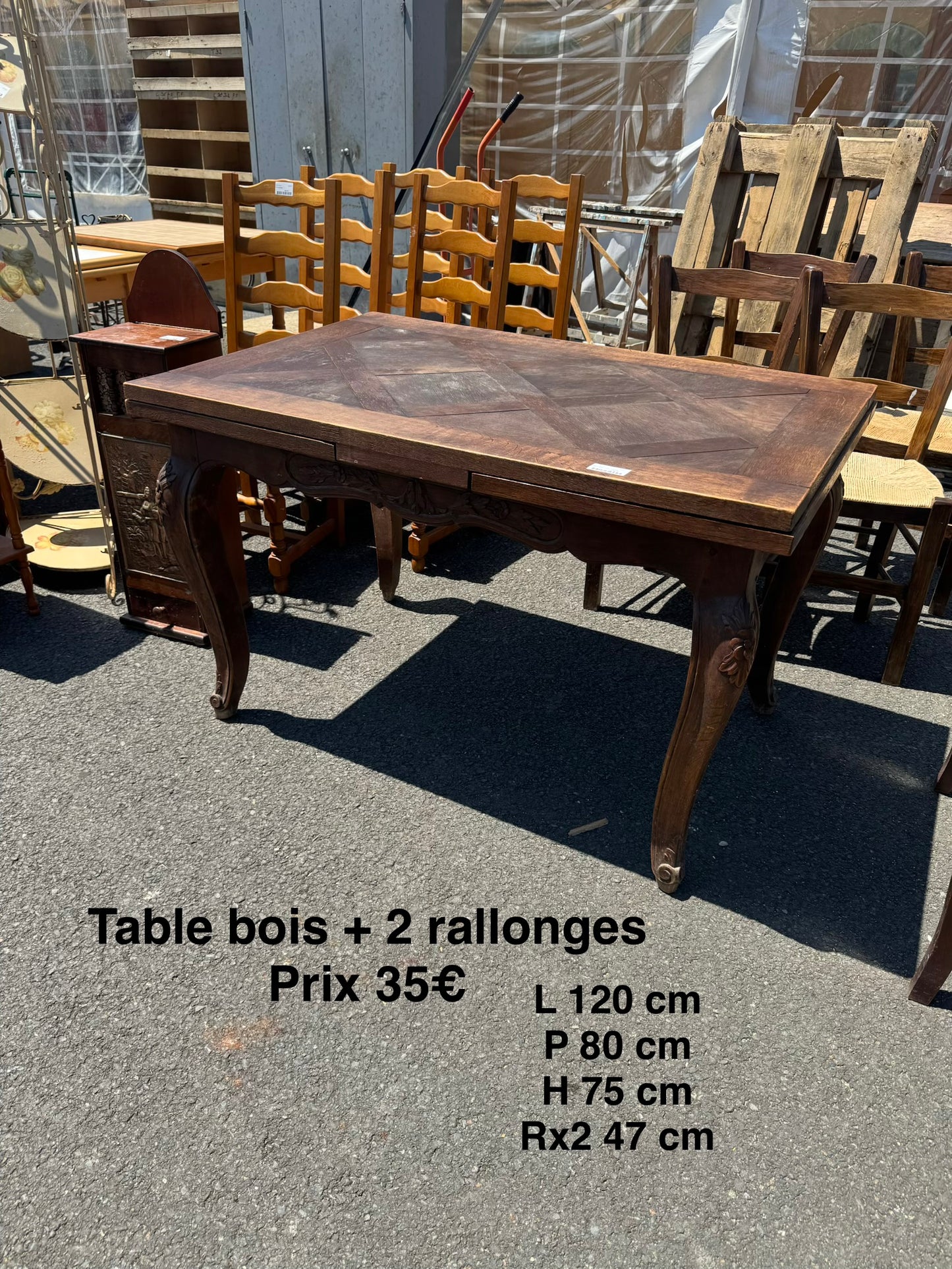 Table bois + 2 rallonges 064417
