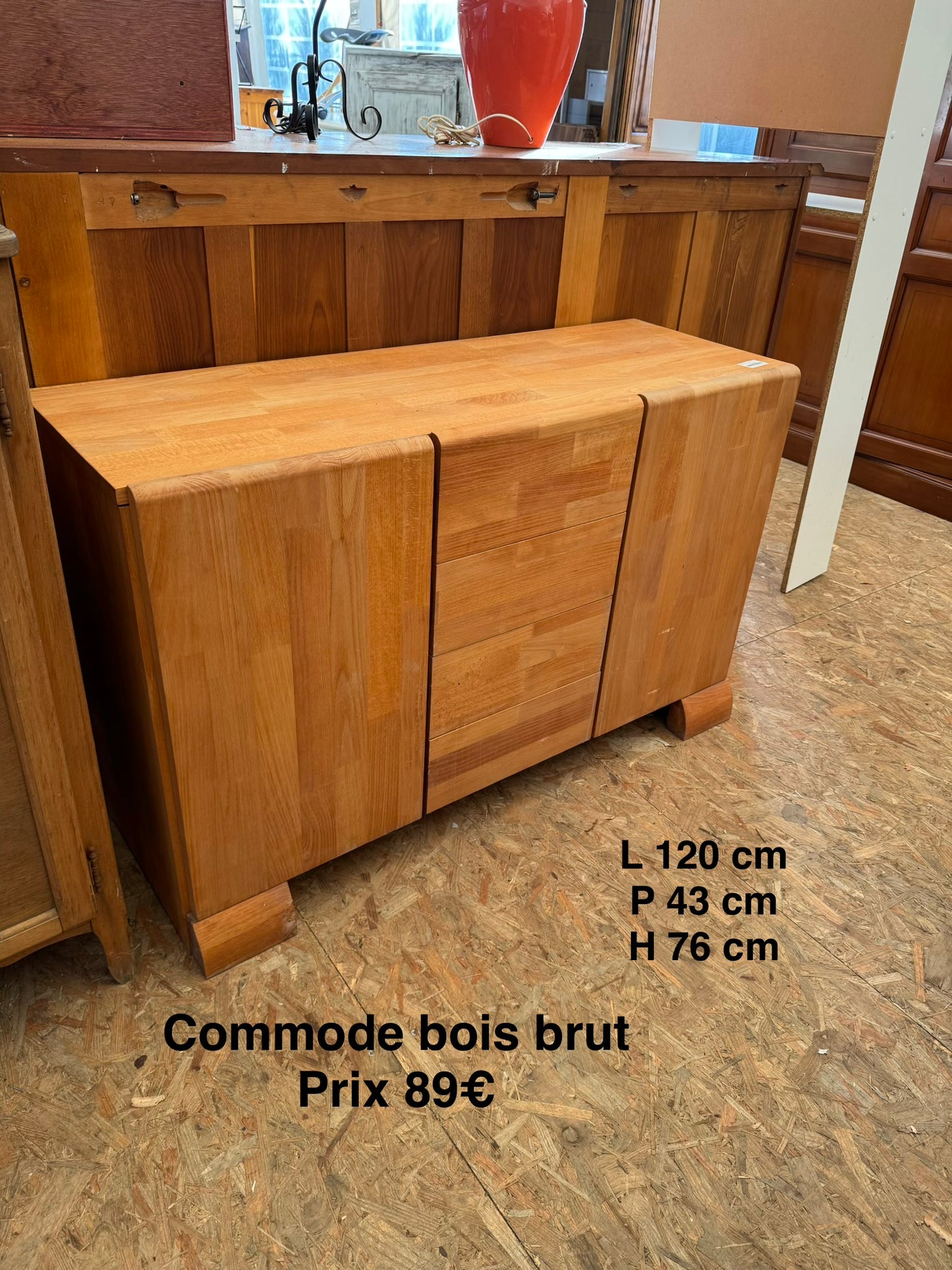 Commode bois brut 066401