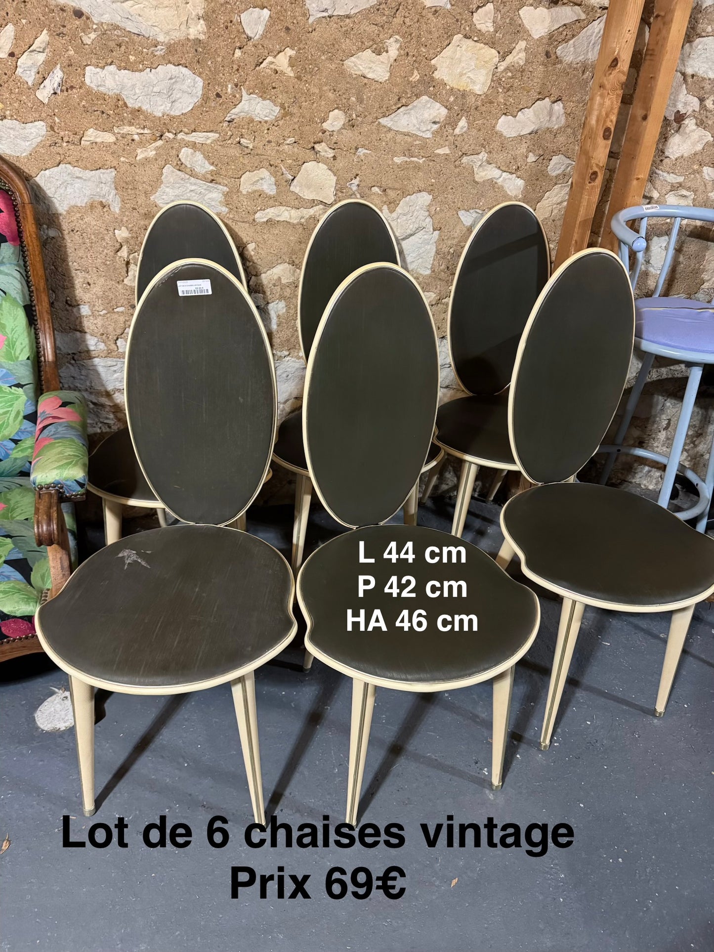 Lot de 6 chaises vintage 051849