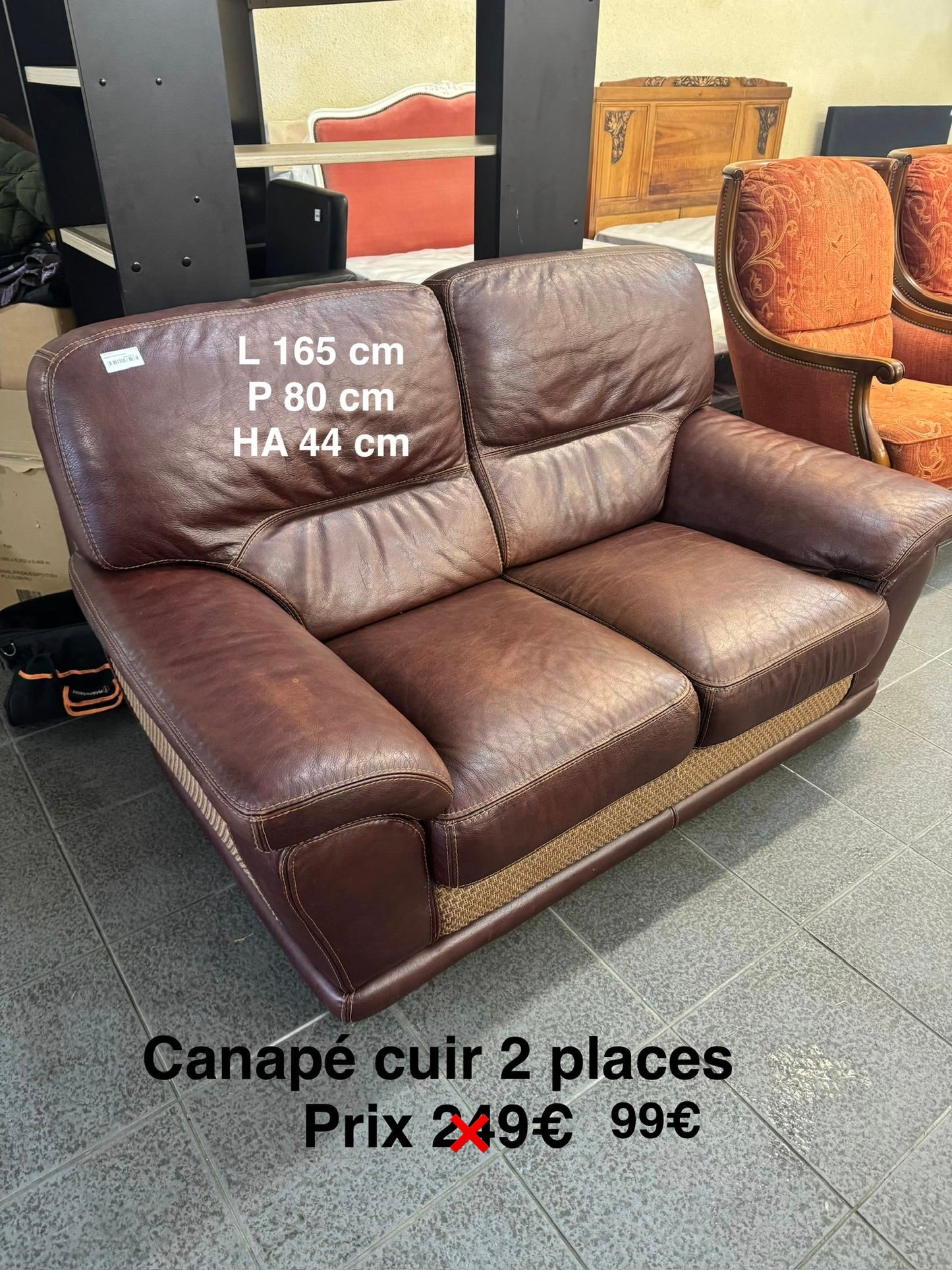 Canapé cuir 2 places 056373
