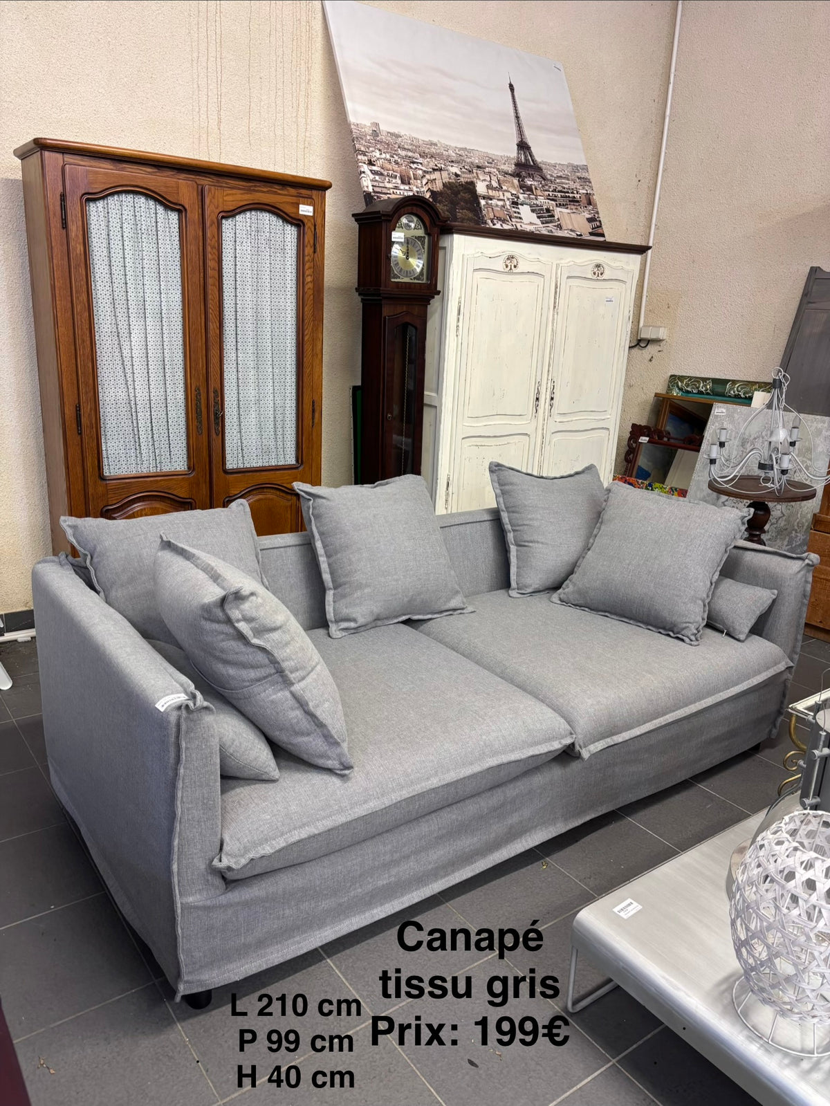 Canapé tissu gris 069843