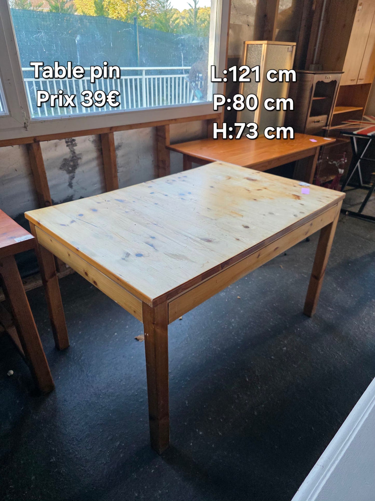 Table pin rallonge intégrée 046940