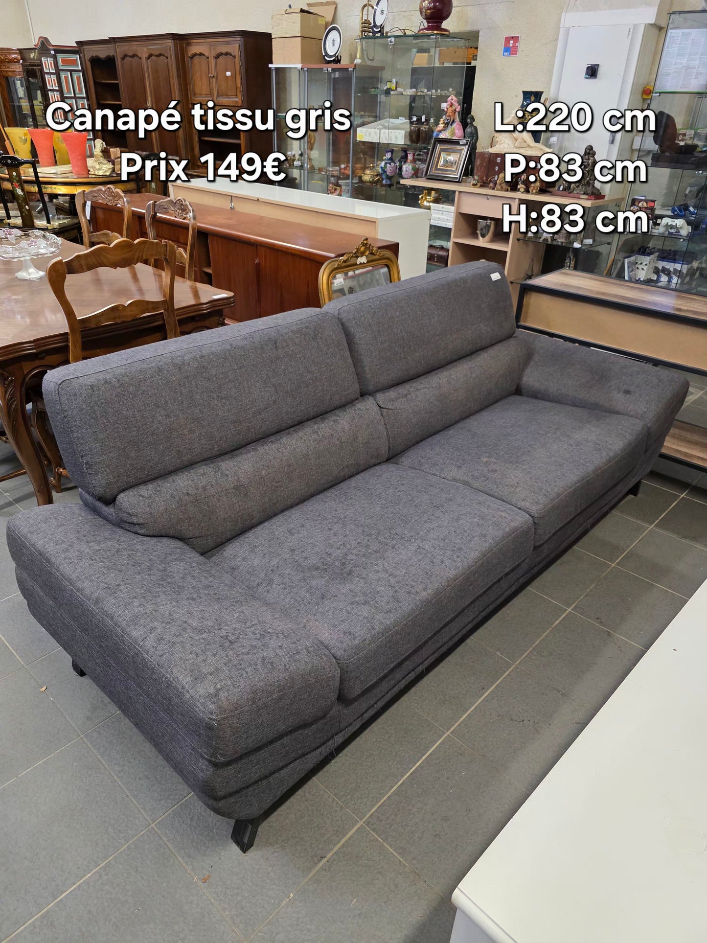 Canapé tissu gris 052472