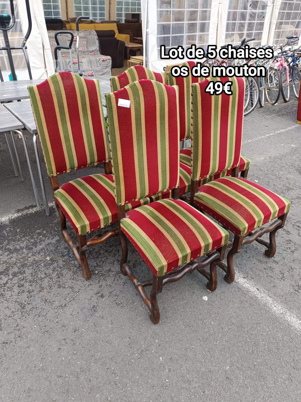 Lot de 5 chaises os de mouton 068376