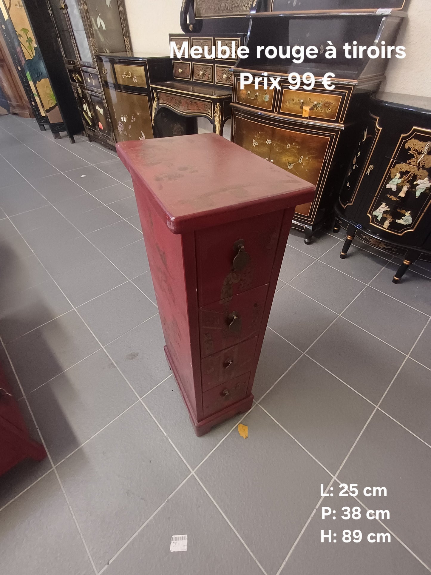 Meuble rouge à tiroirs 050187