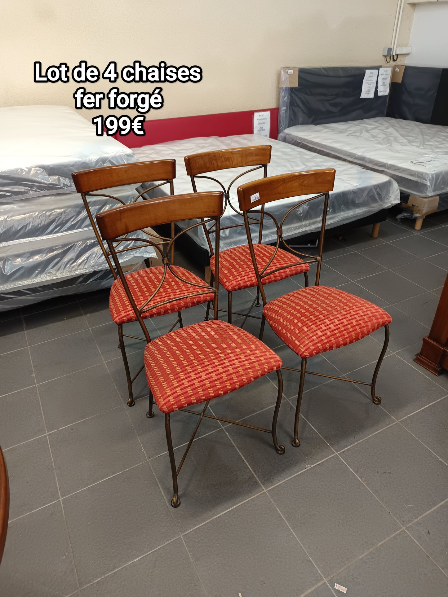 Lot de 4 chaises fer forgé 053036