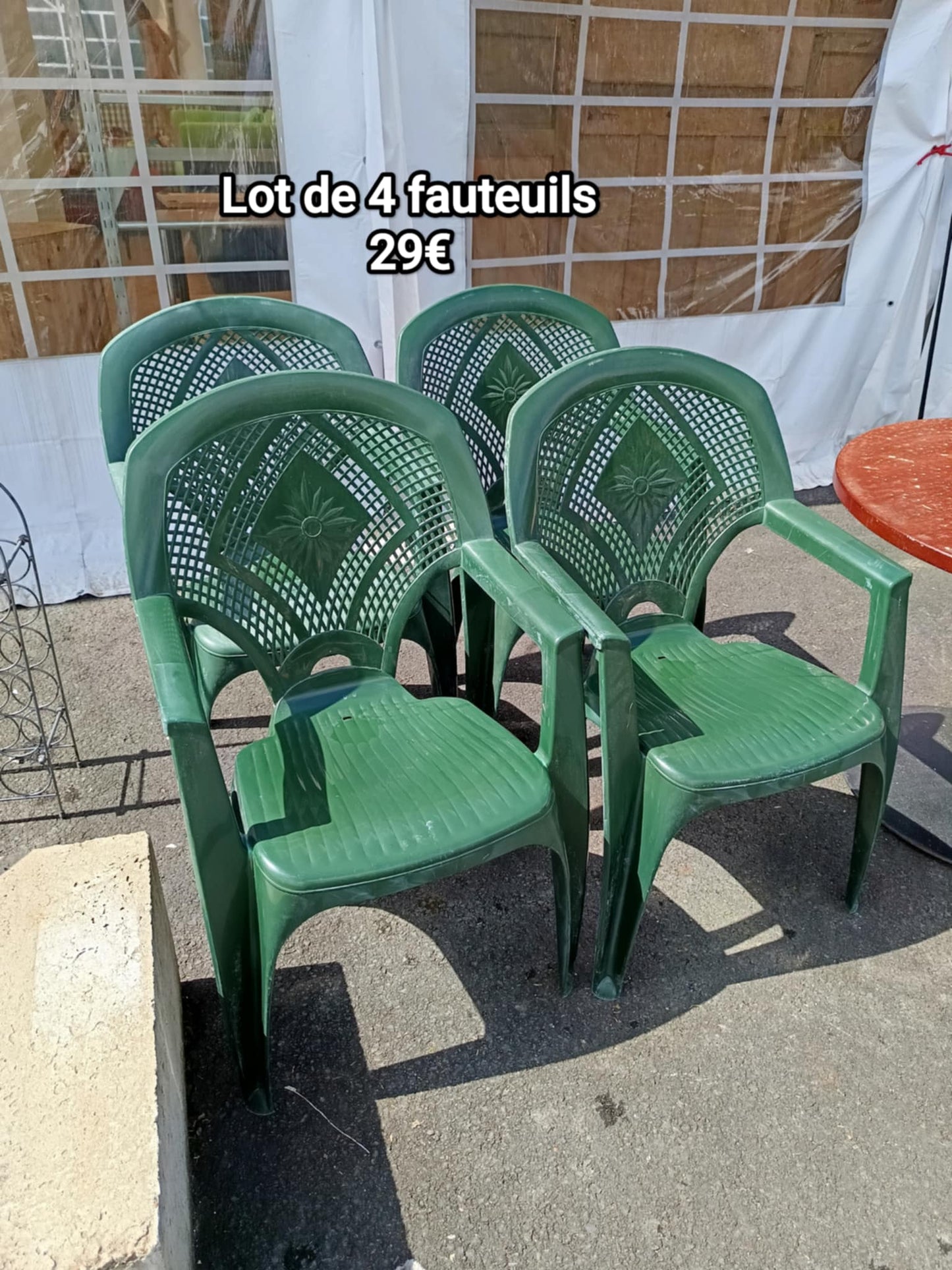 Lot de 4 chaises vertes 040554