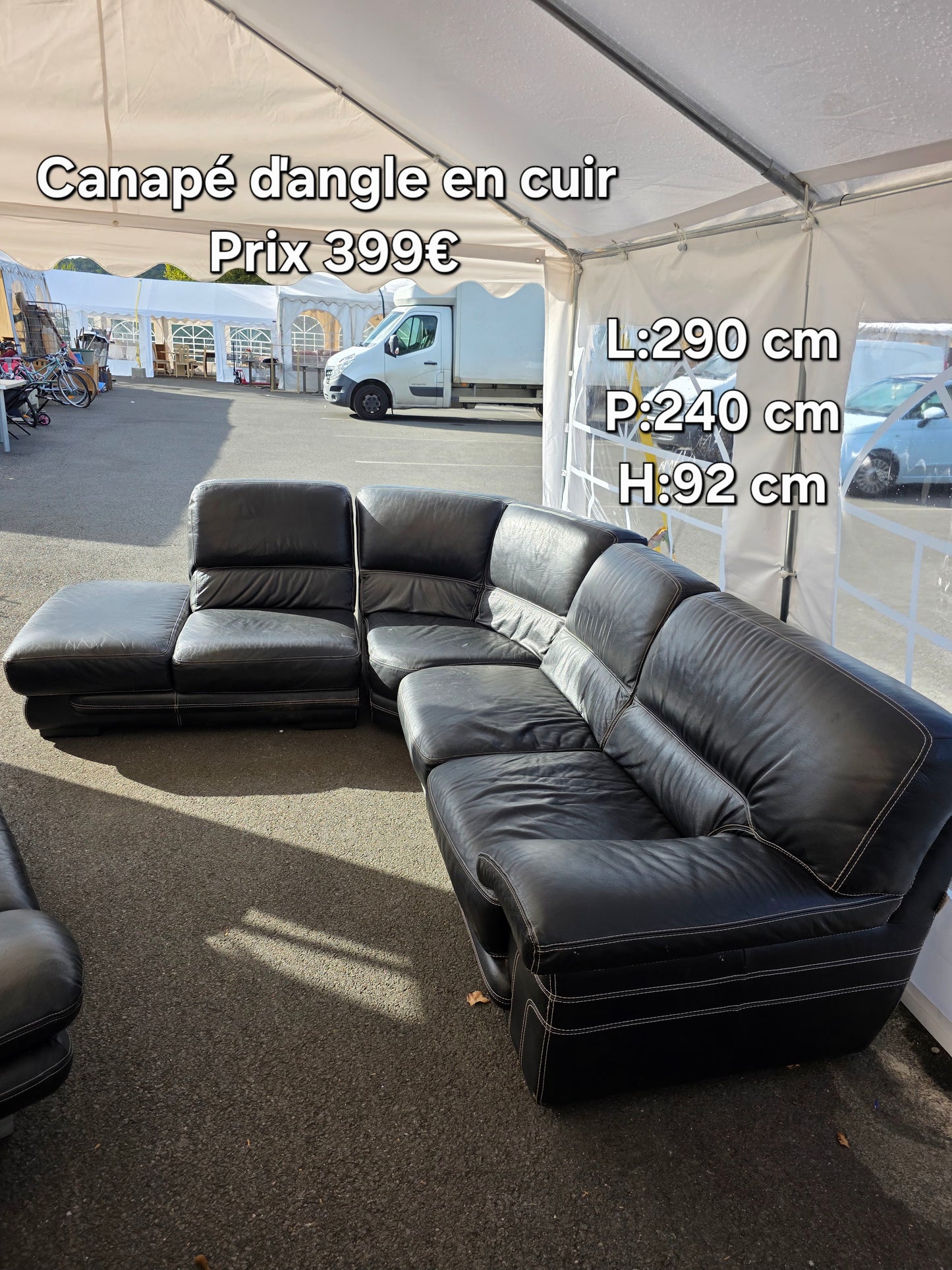 Canapé d'angle en cuir 047381