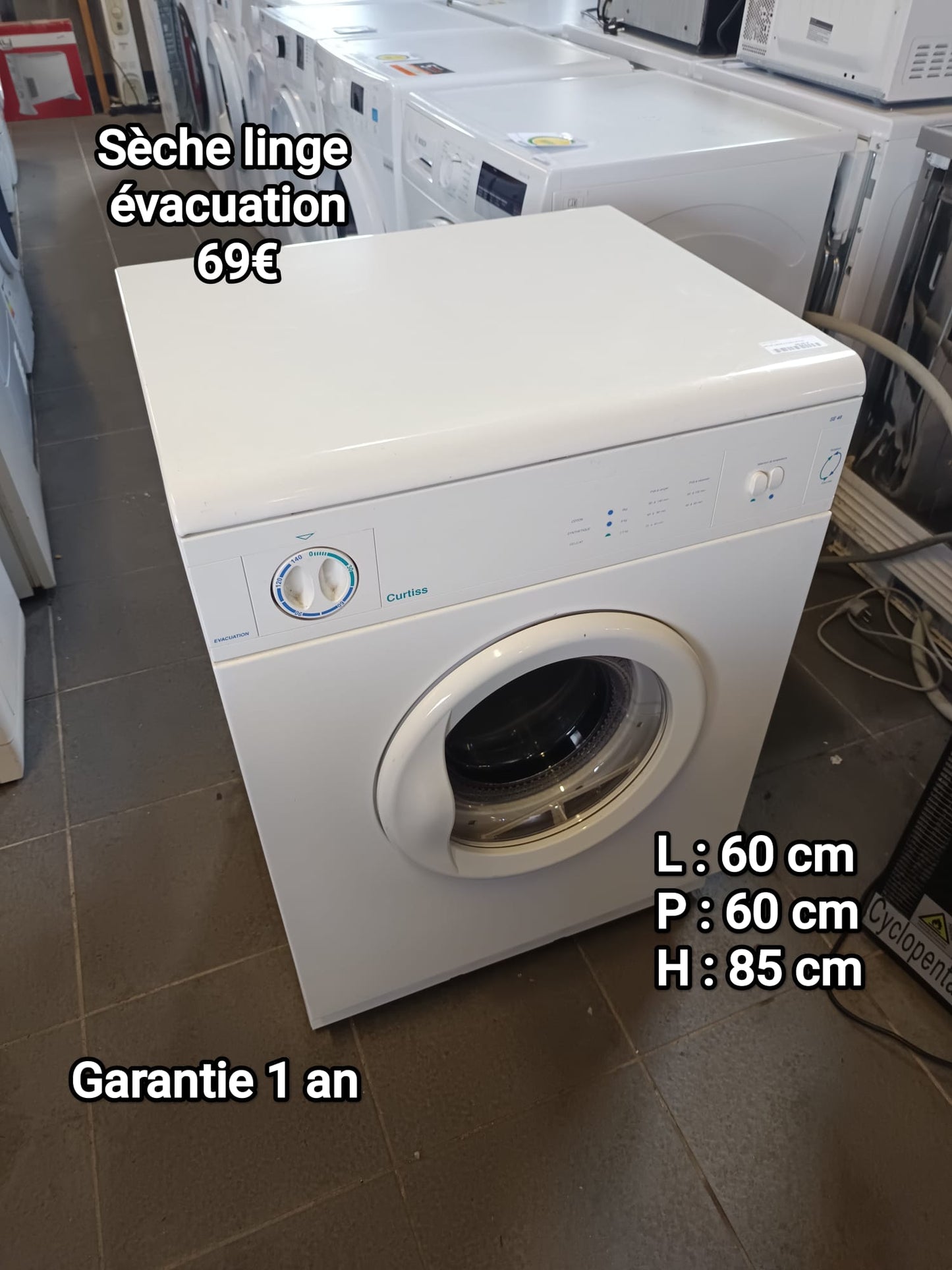 Sèche linge a évacuation curtiss 052169