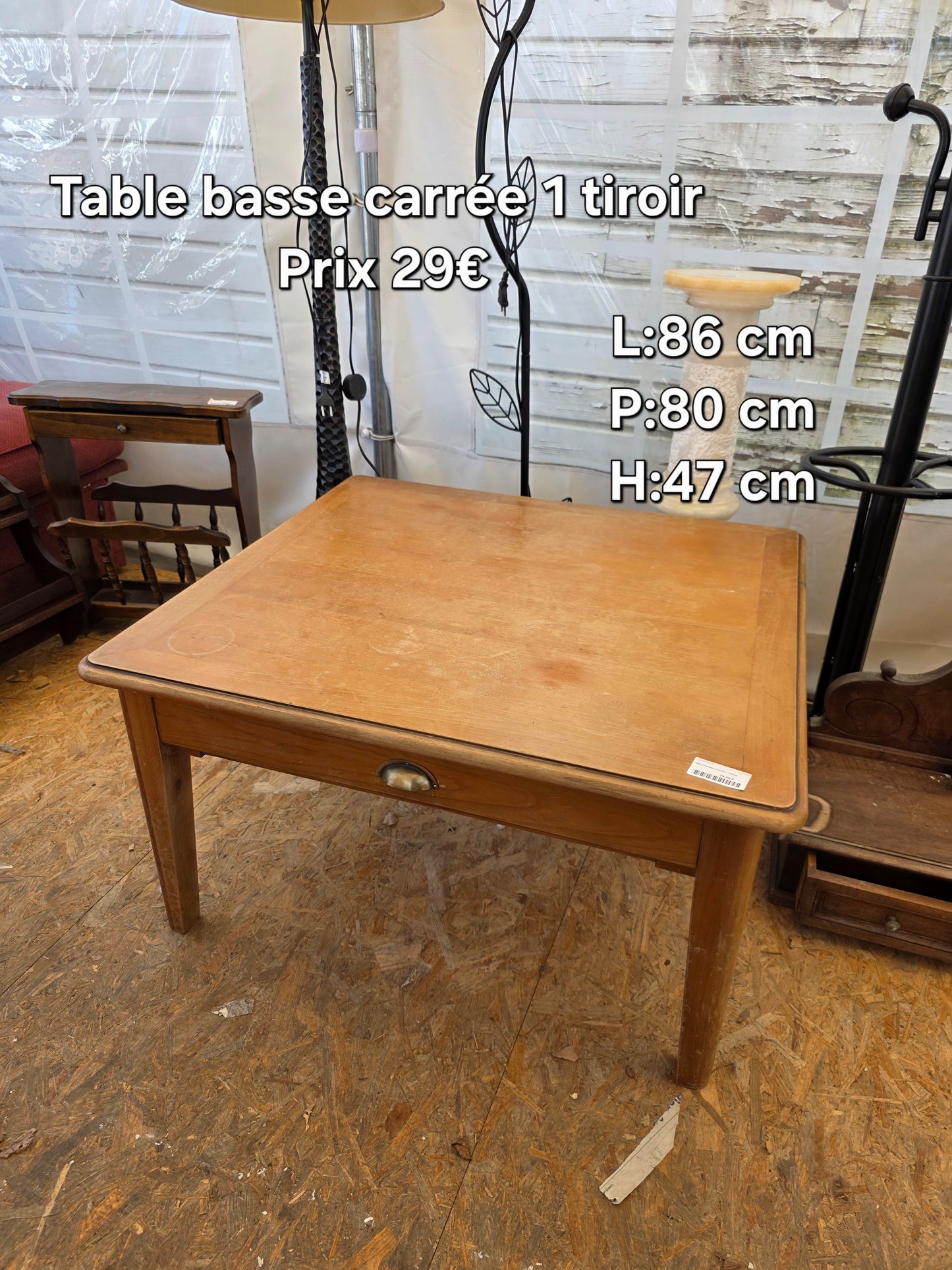 Table basse carrée 1 tiroir 047092