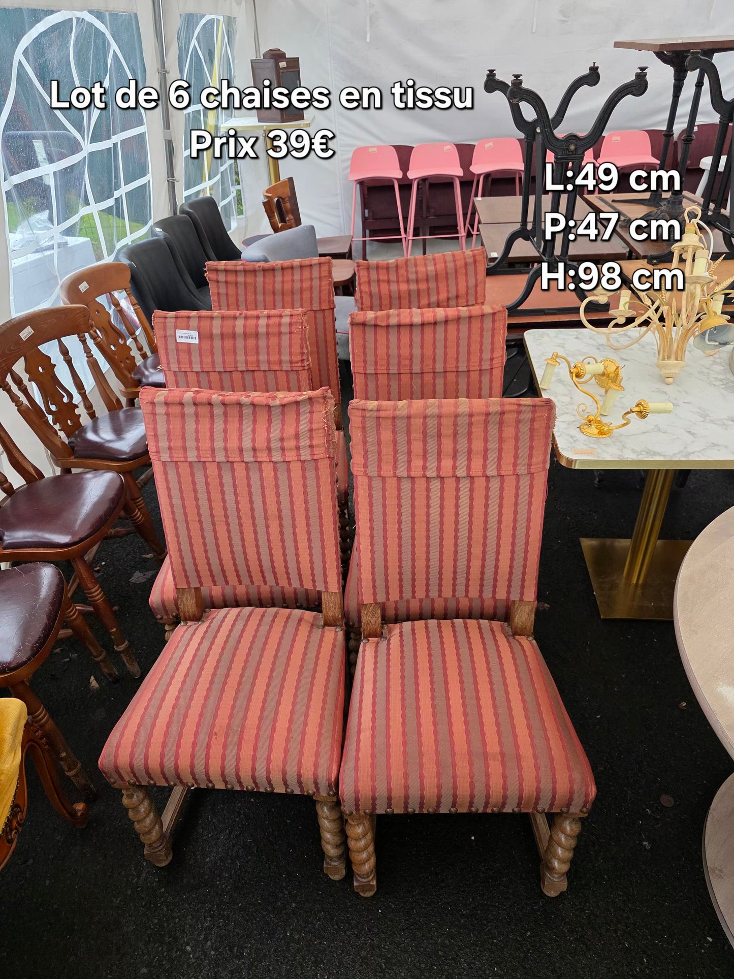 Lot de 6 chaises tissu 056213