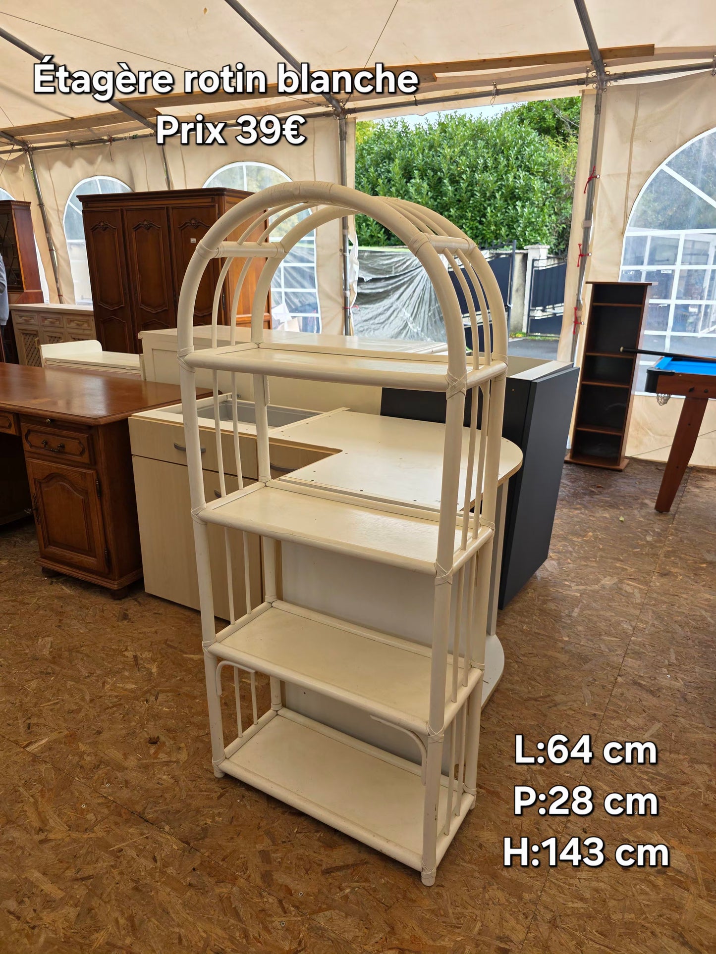 Étagère rotin blanche 050569