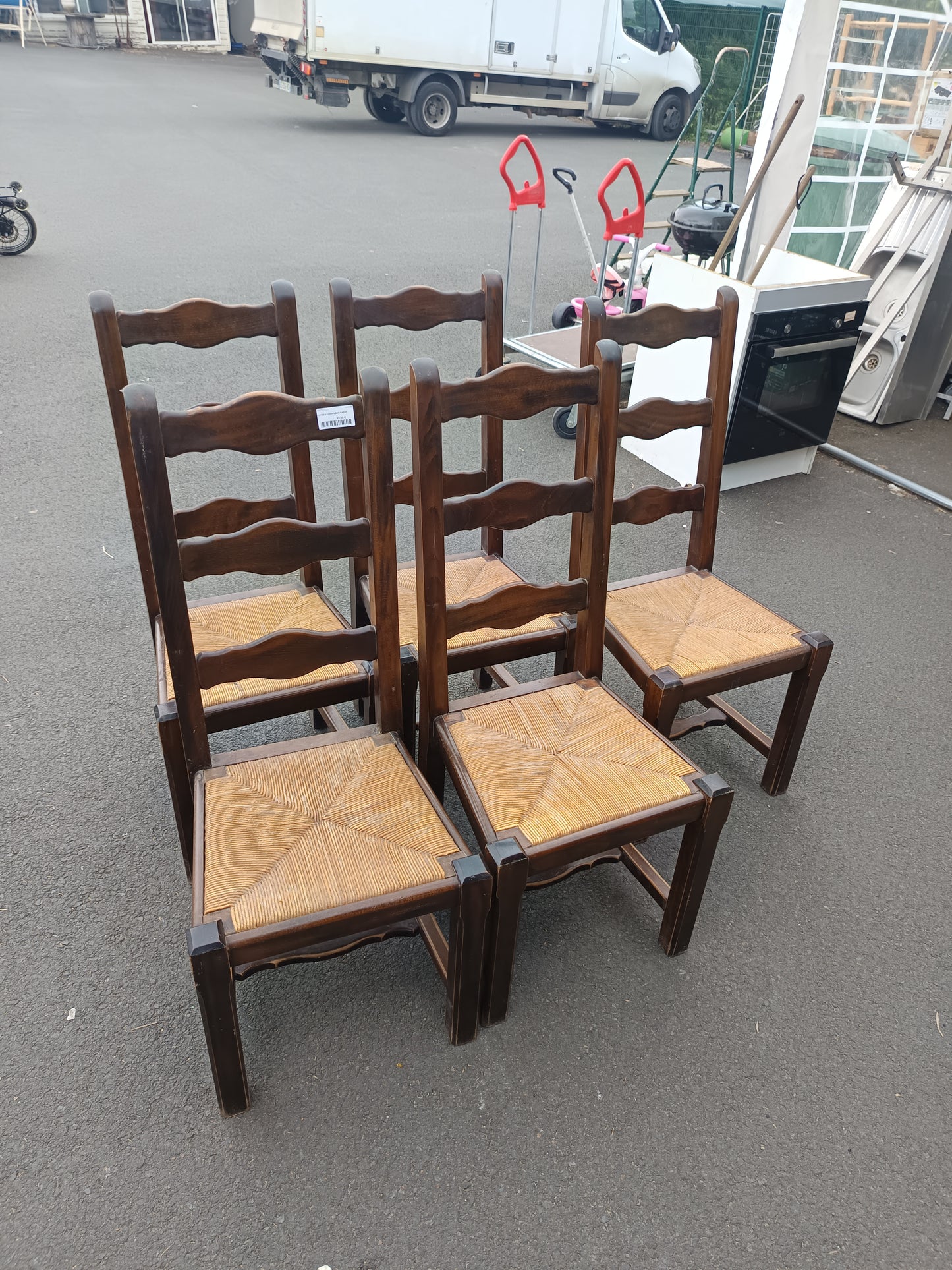 Lot de 5 chaises bois massif 040646