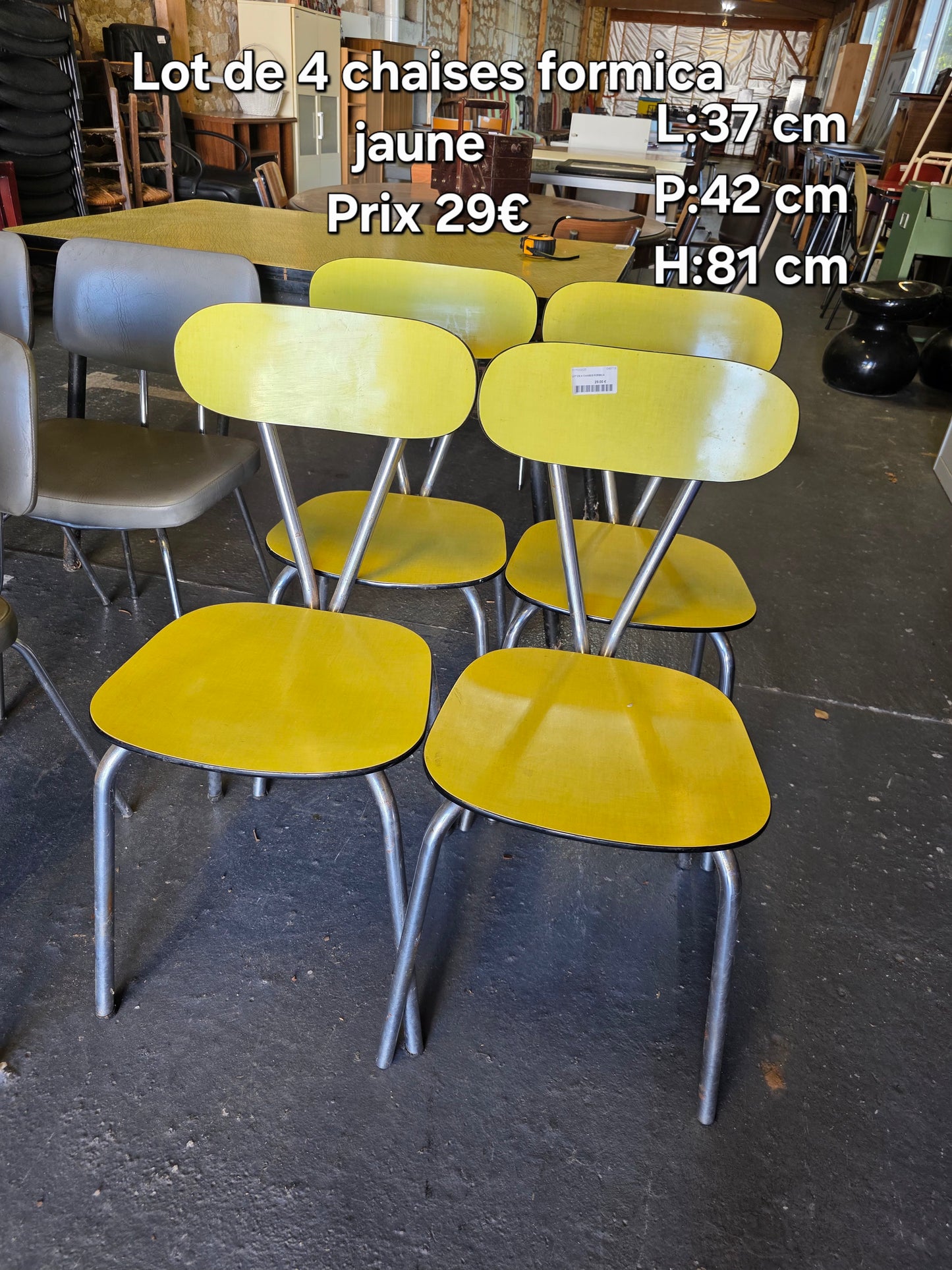 Lot de 4 chaises formica jaune 049718