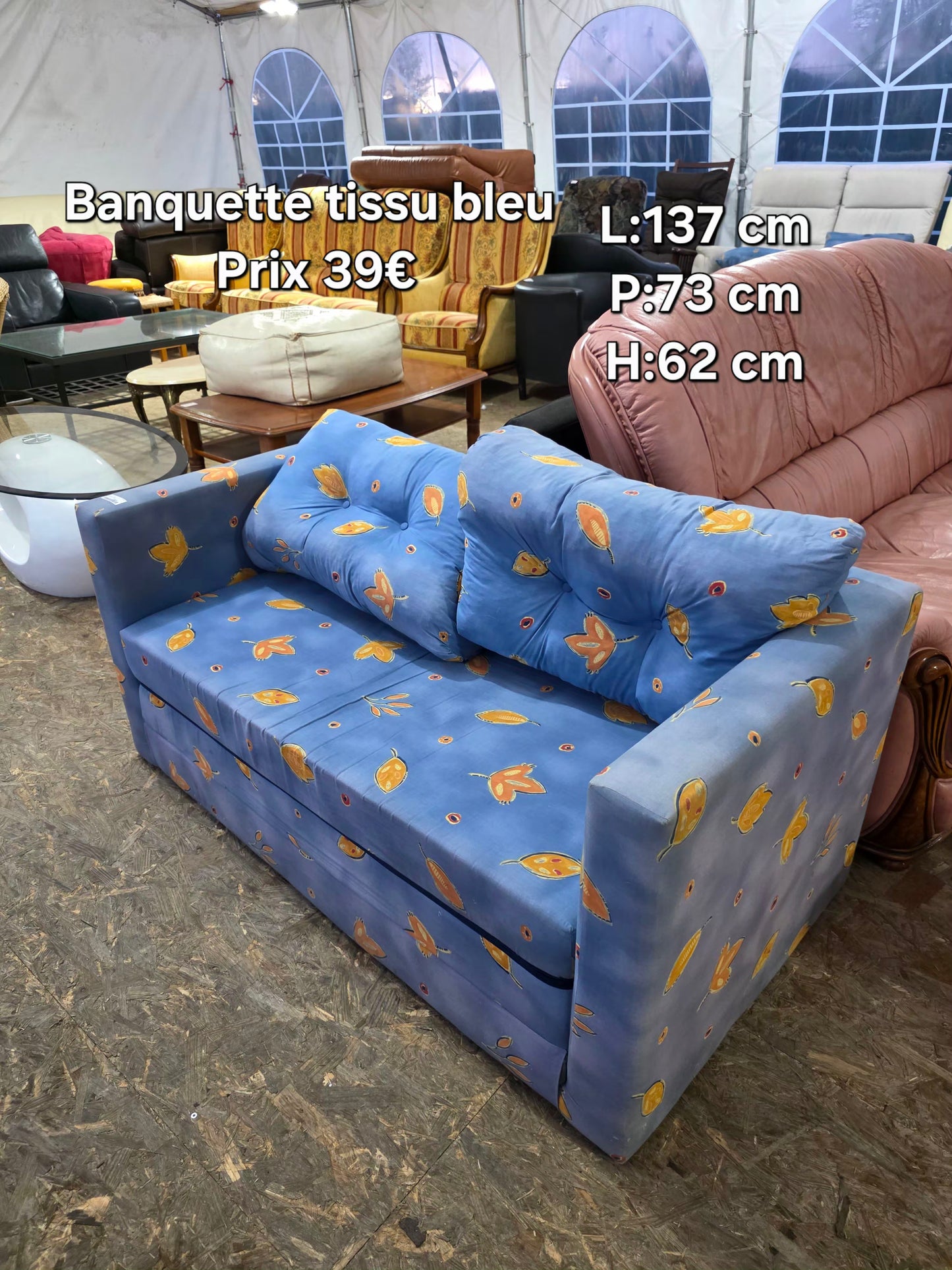 Banquette tissu bleu 052078