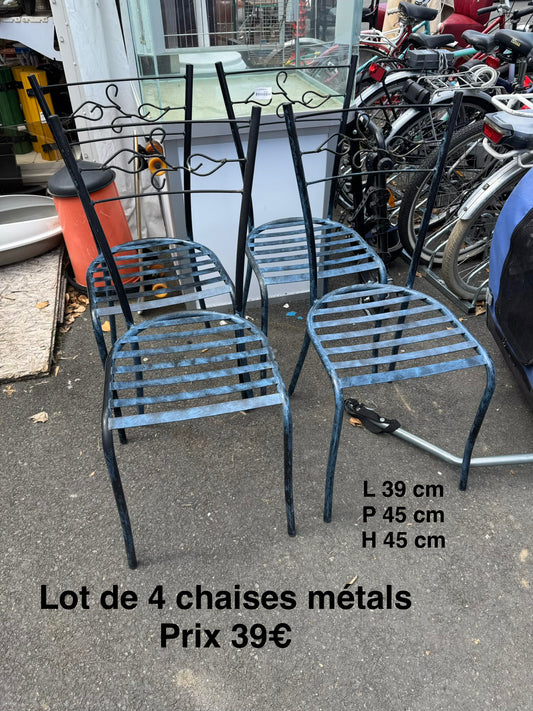 Lot de 4 chaises metals 062474
