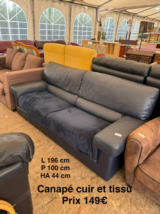 Canapé cuir et tissu 062577