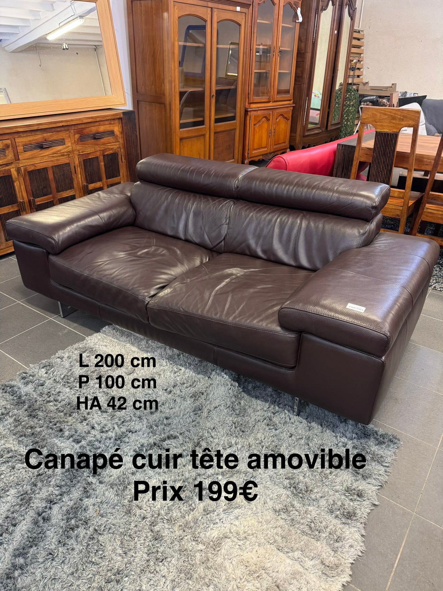 Canapé cuir tête amovible 063776