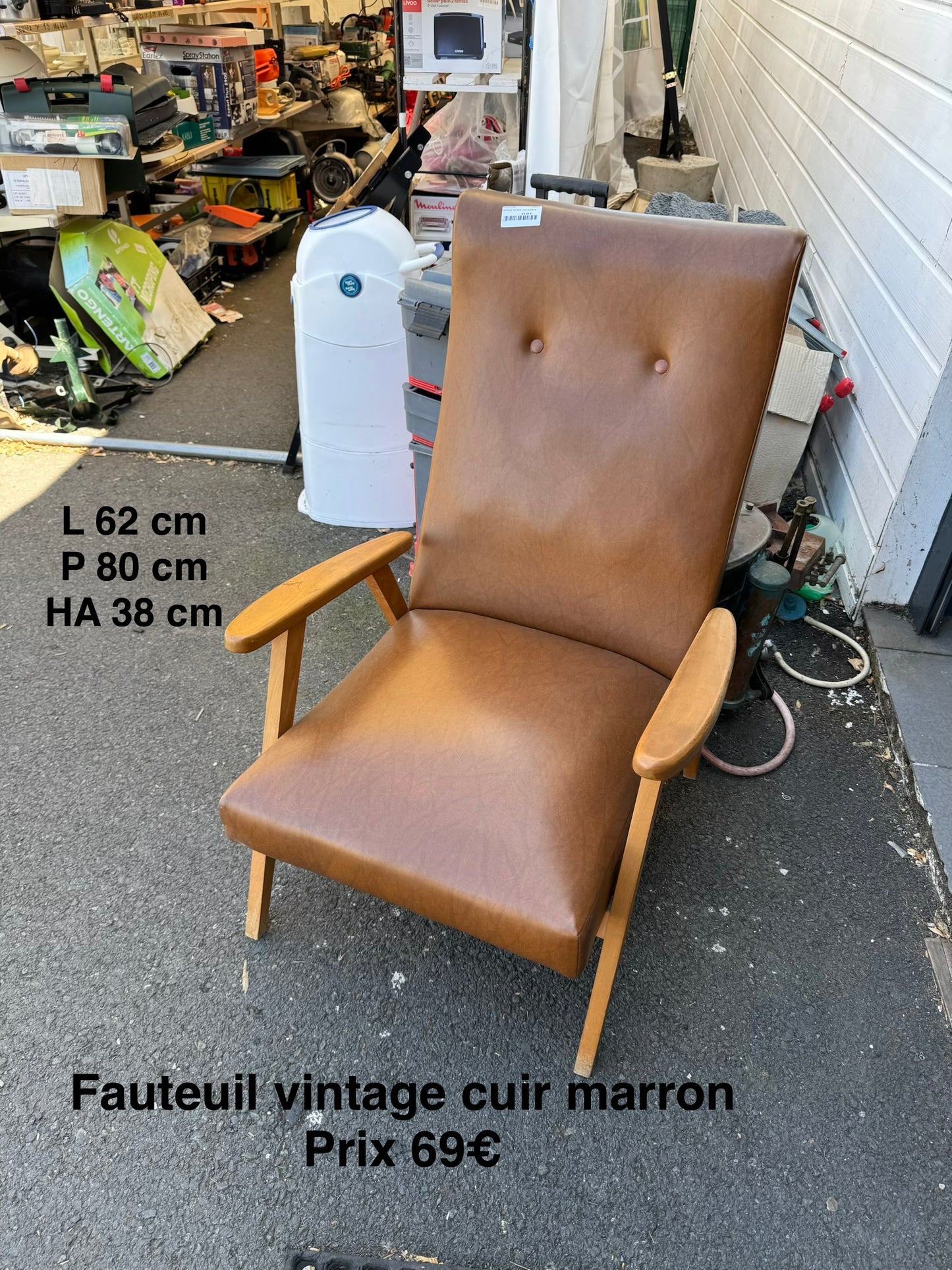 Fauteuil vintage cuir marron 064857