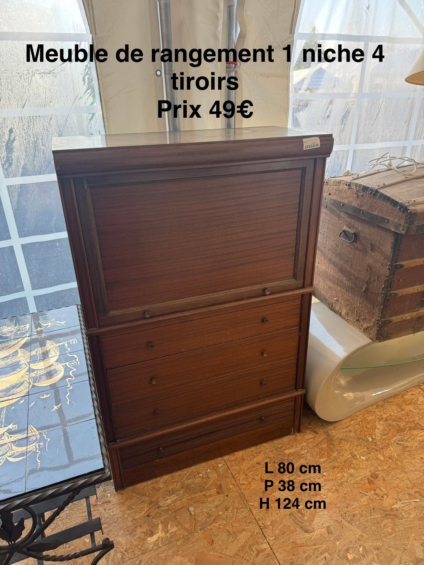 Meuble de rangement 1 niche 4 tiroirs 049284