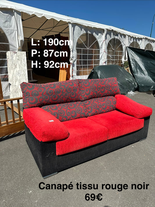 Canapé tissu rouge noir 060084