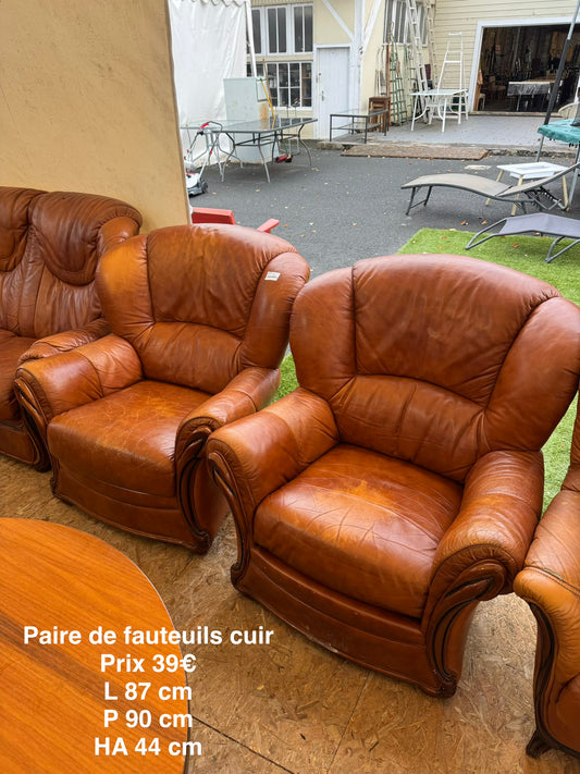 Paire de fauteuils cuir 069113