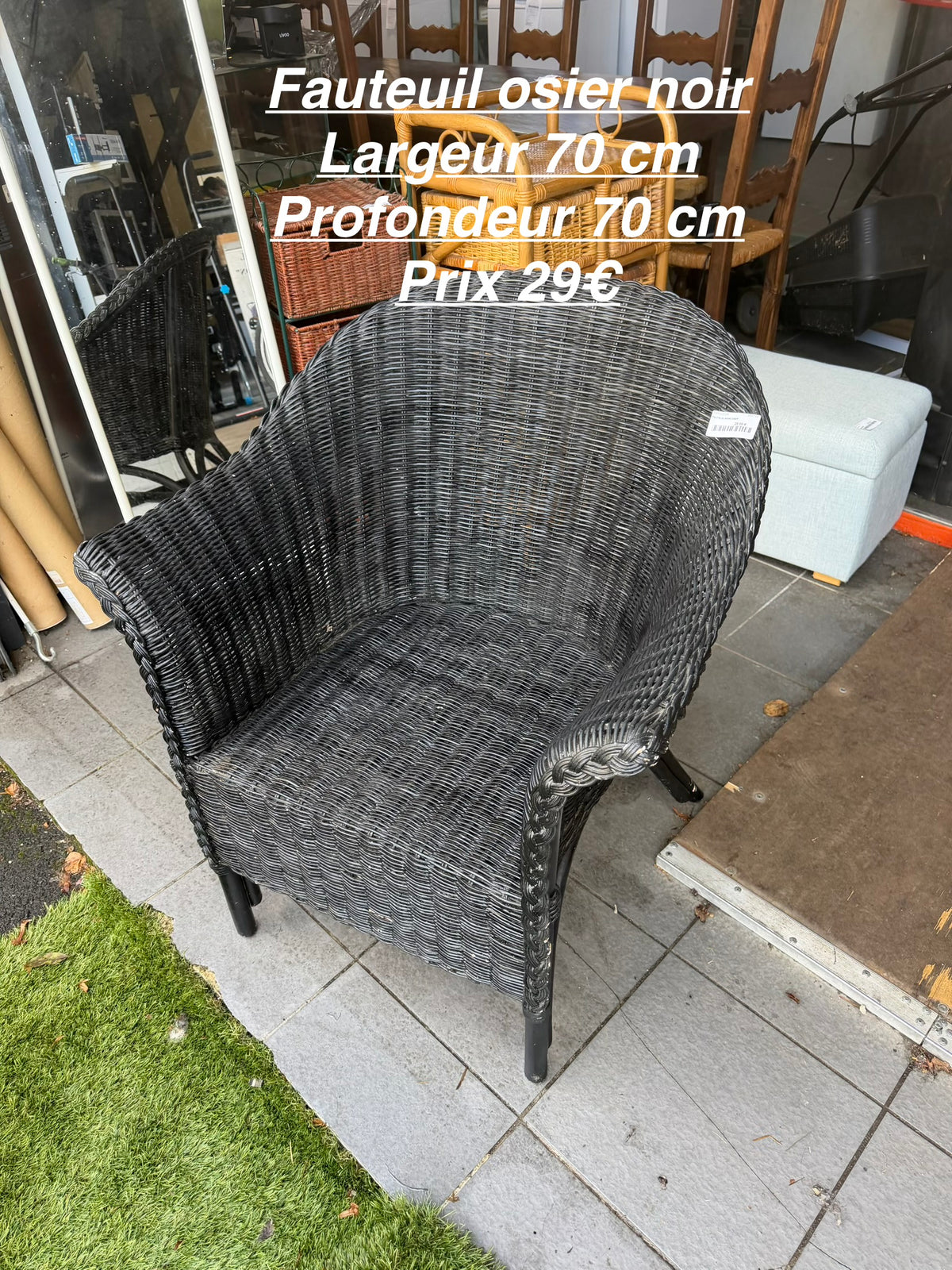 Fauteuil osier noir